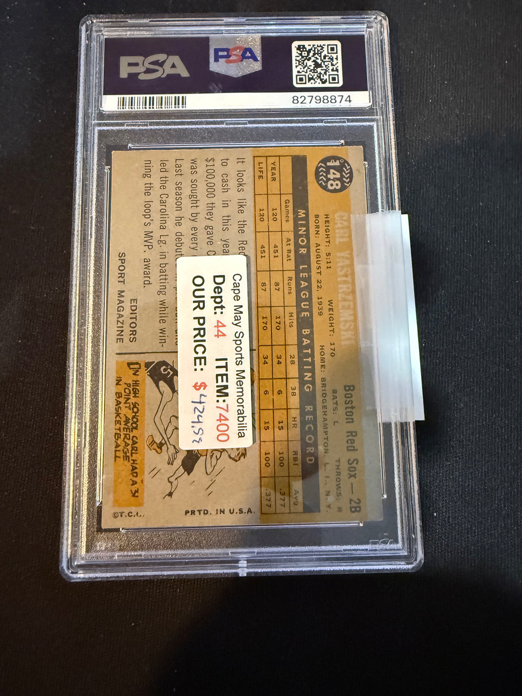 1960 Topps 148 Carl Yastrzemski PSA 6