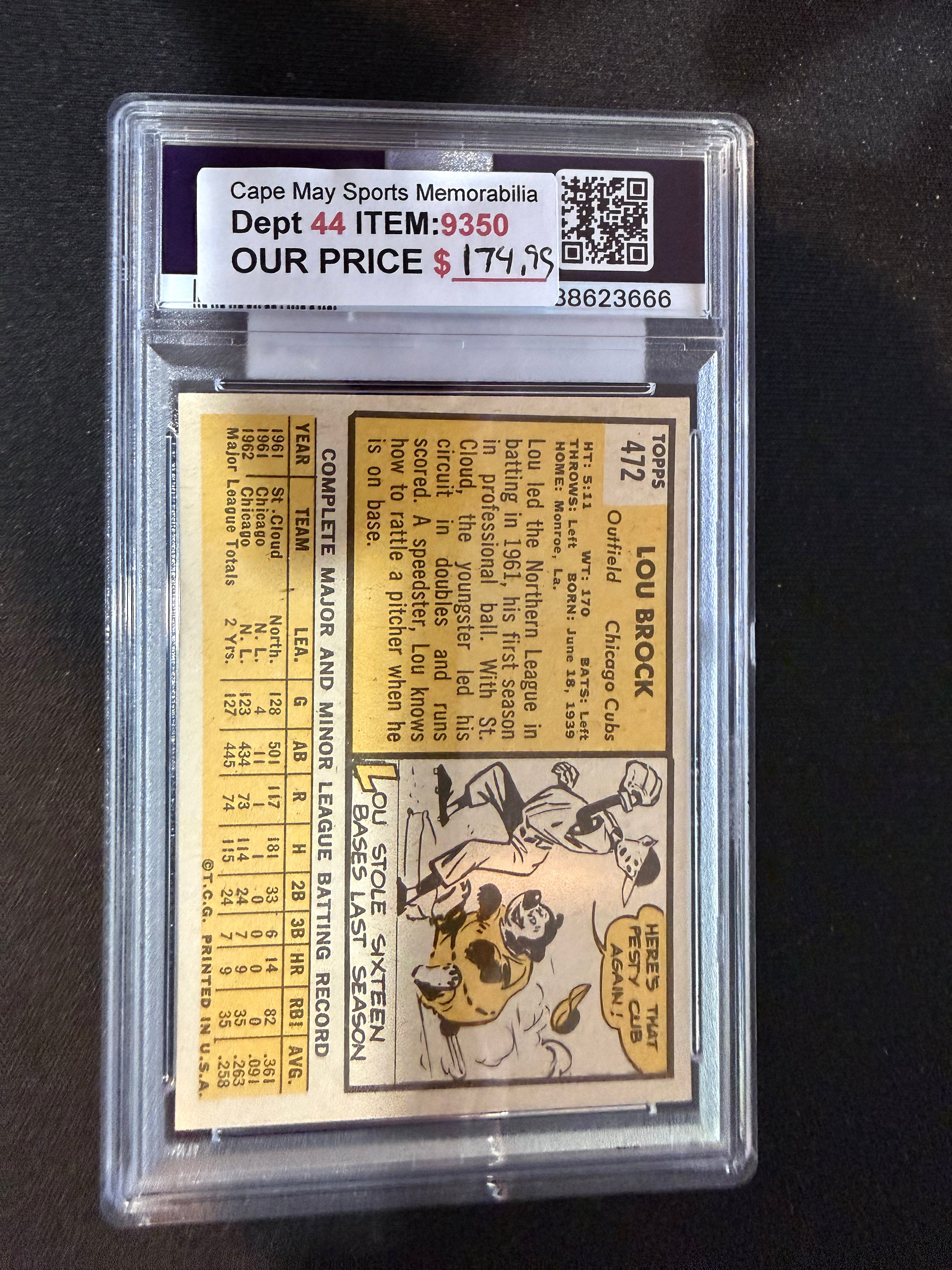 1968 Topps 472 Lou Brock PSA 6