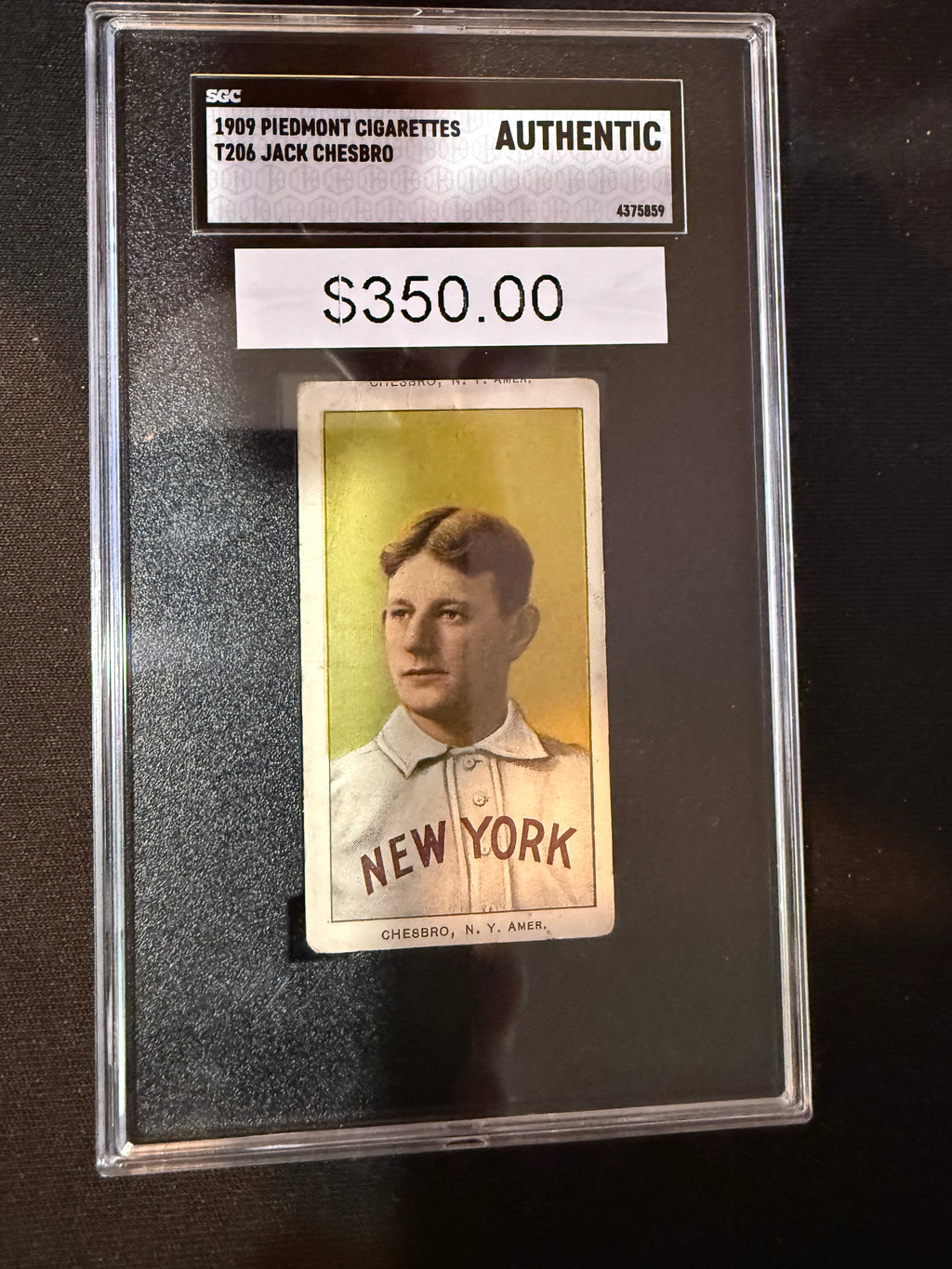 1909 Piedmont T206 Jack Chesbro NY American SGC Authentic