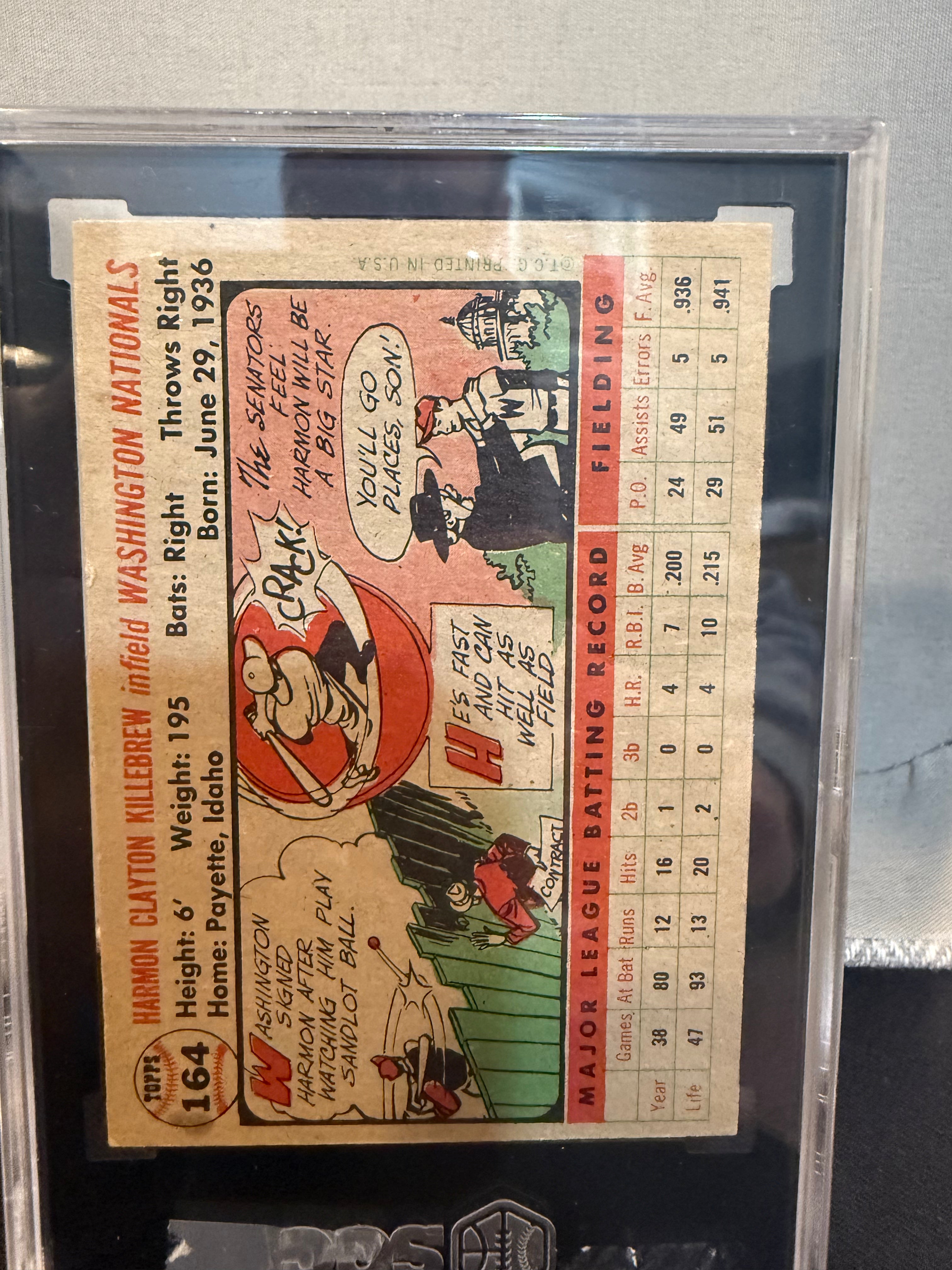1956 Topps 164 Harmon Killebrew SGC 5 (60) Gray Back