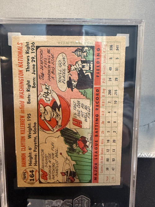 1956 Topps 164 Harmon Killebrew SGC 5 (60) Gray Back