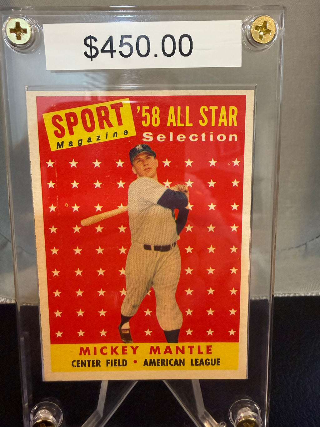 1958 Topps 487 Mickey Mantle All Star (Sharp Card)
