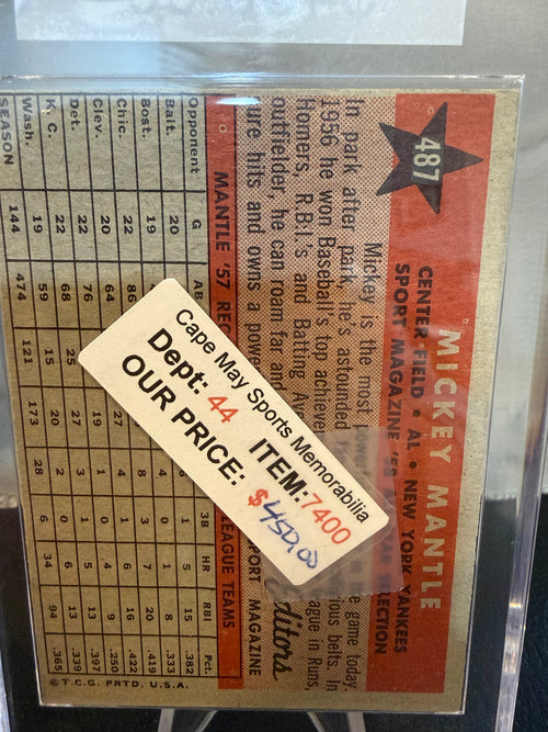 1958 Topps 487 Mickey Mantle All Star (Sharp Card)