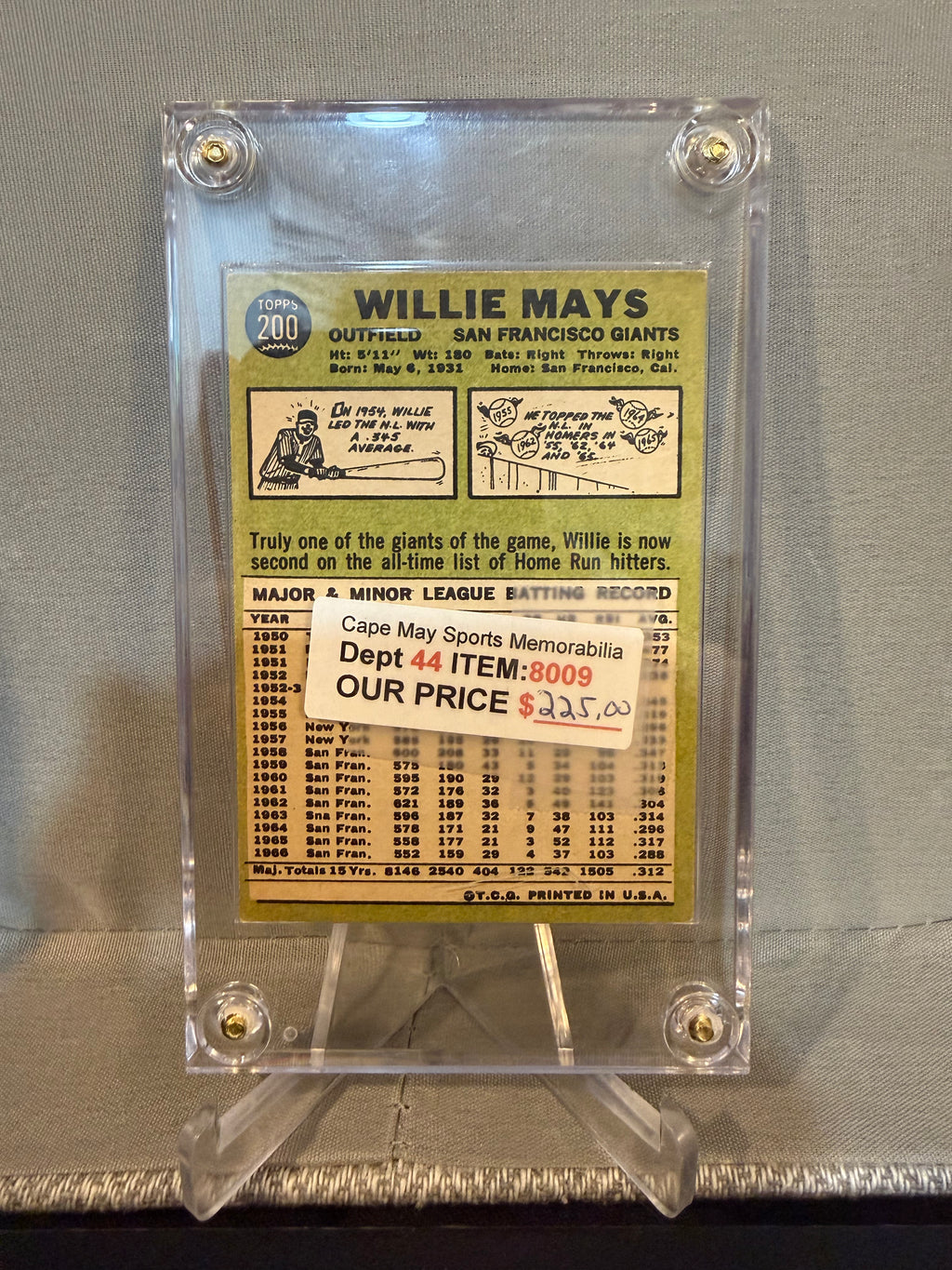 1967 Topps 200 Willie Mays (Nice Card)