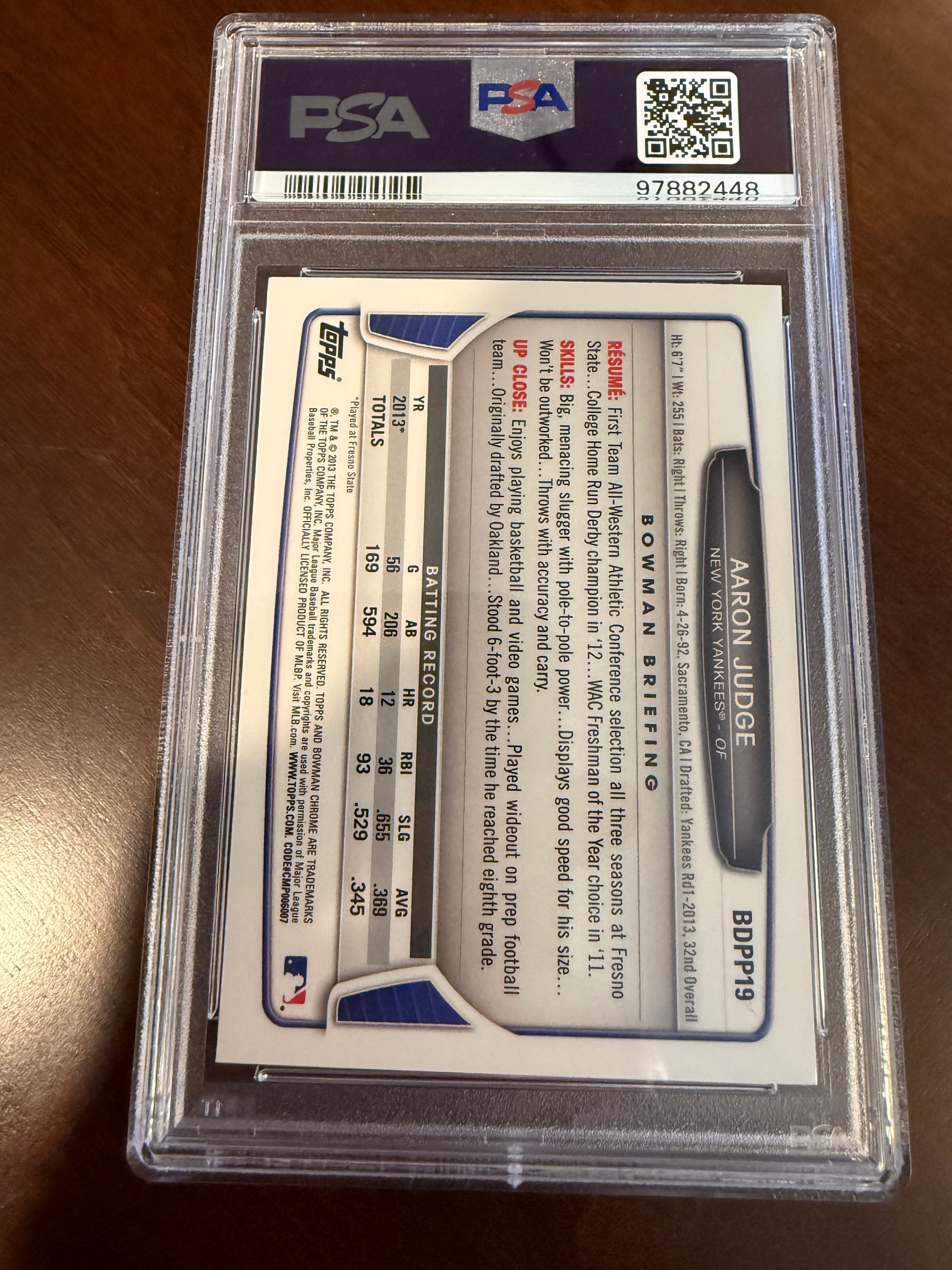 2013 Bowman Draft Picks & Prospects #BDPP19 Aaron Judge PSA 9 MINT