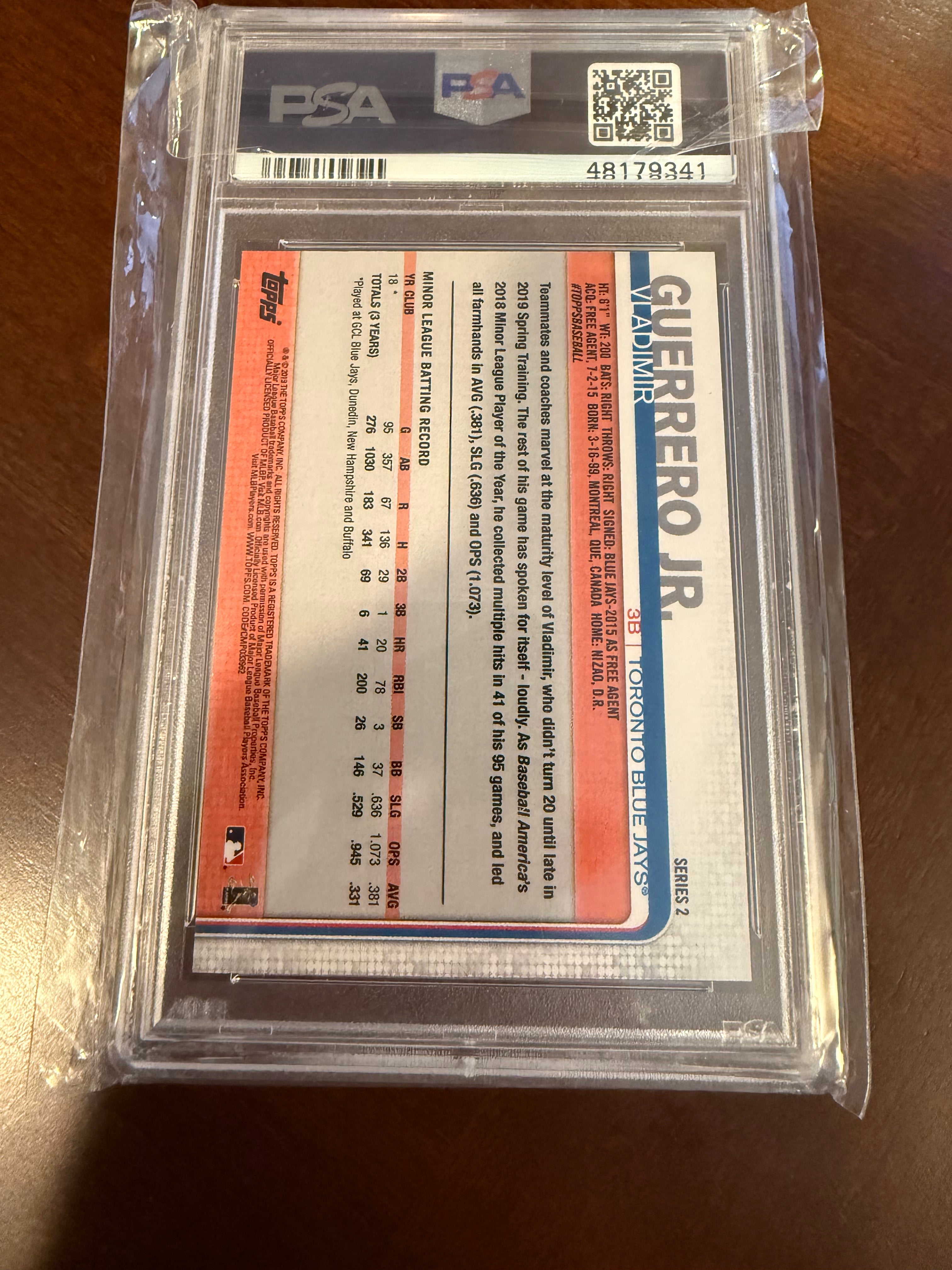 2019 Topps Vladimir Guerrero Missing Card Number PSA 10 GEM MINT