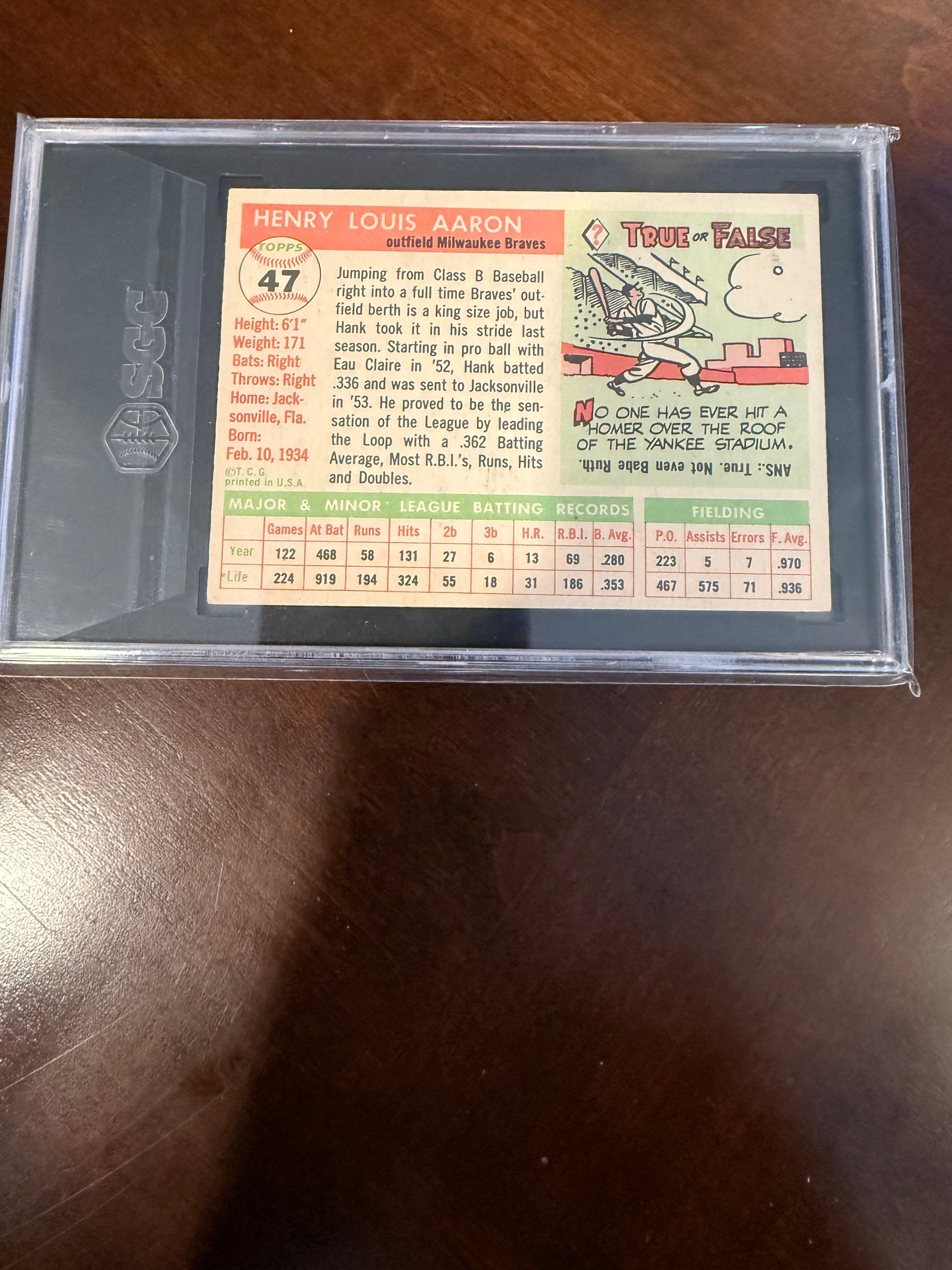 1955 Topps 47 Hank Aaron (SGC 5 EX)