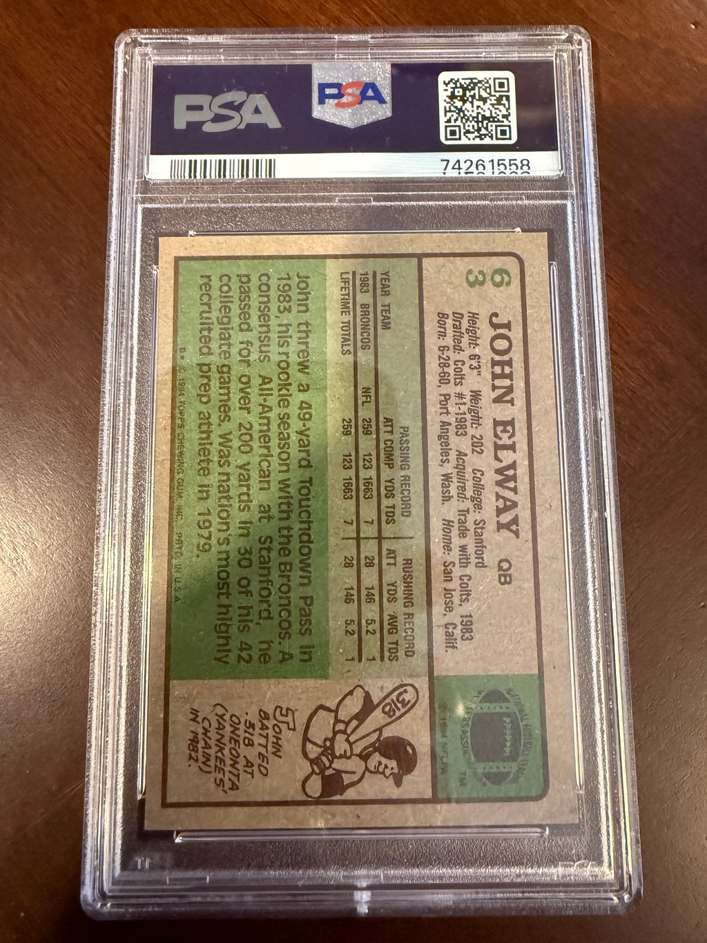 1984 Topps John Elway (PSA 8 NM-MT)