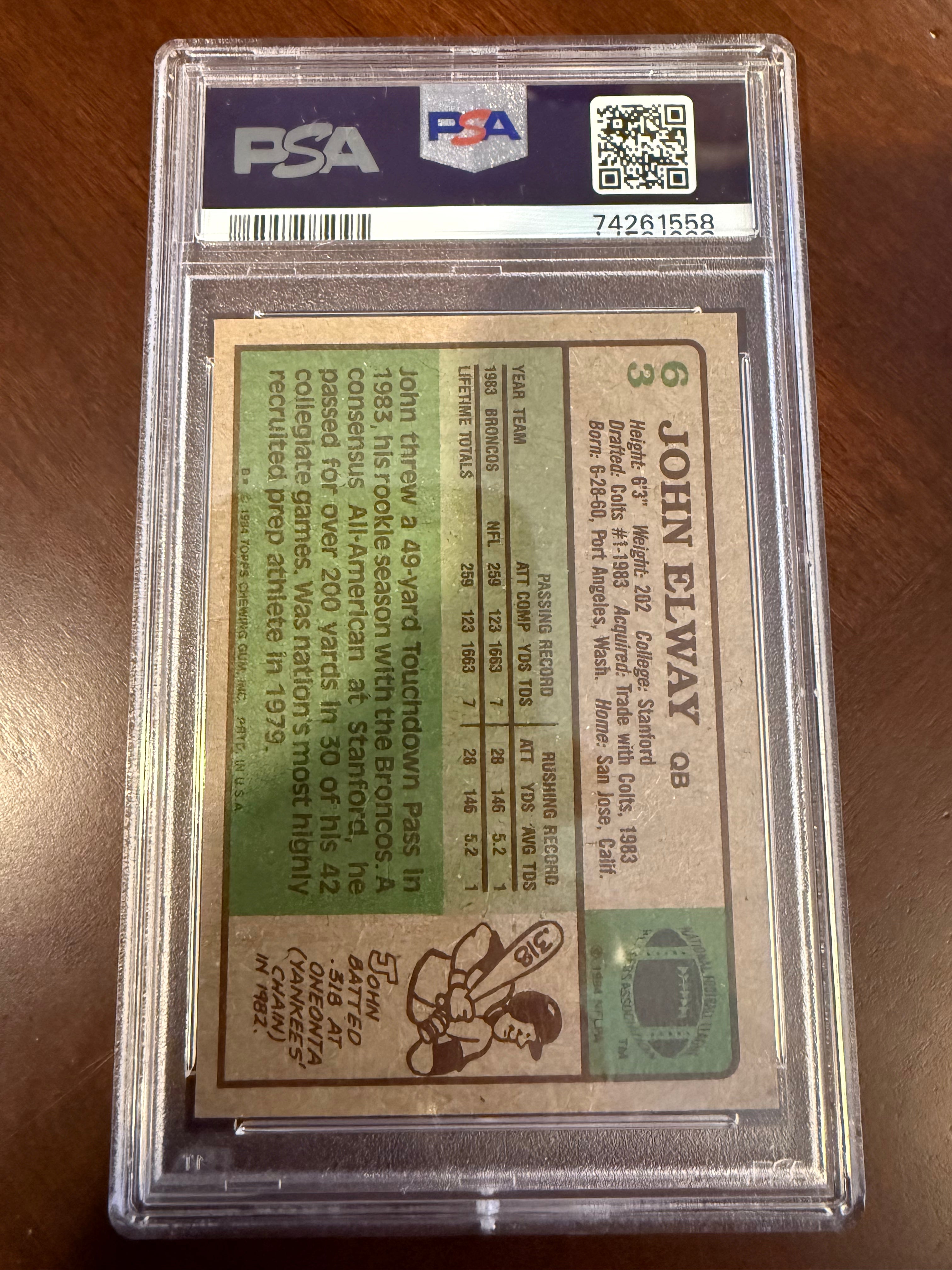 1984 Topps John Elway (PSA 8 NM-MT)