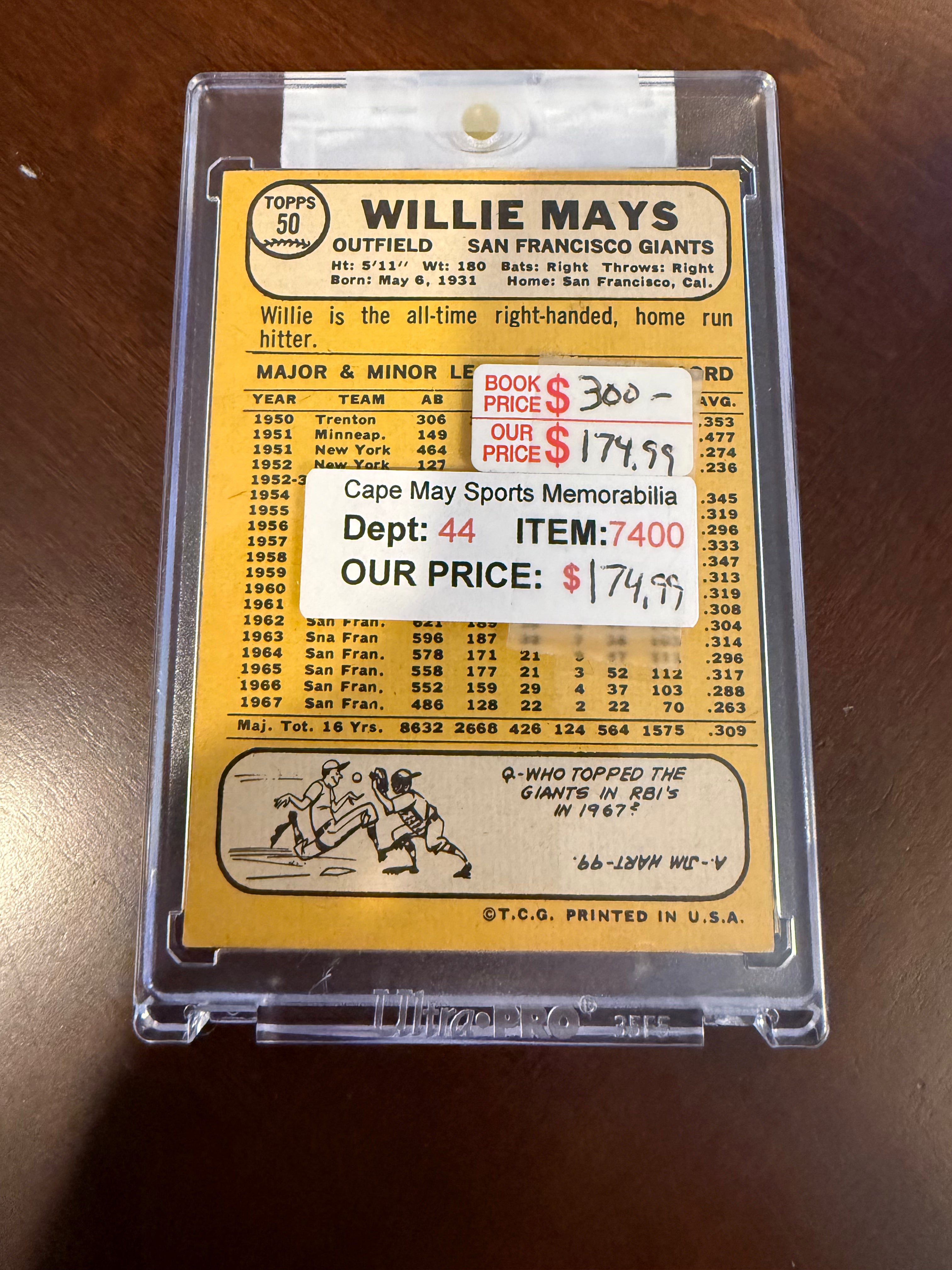 1968 Topps 50 Willie Mays (Nice Card)