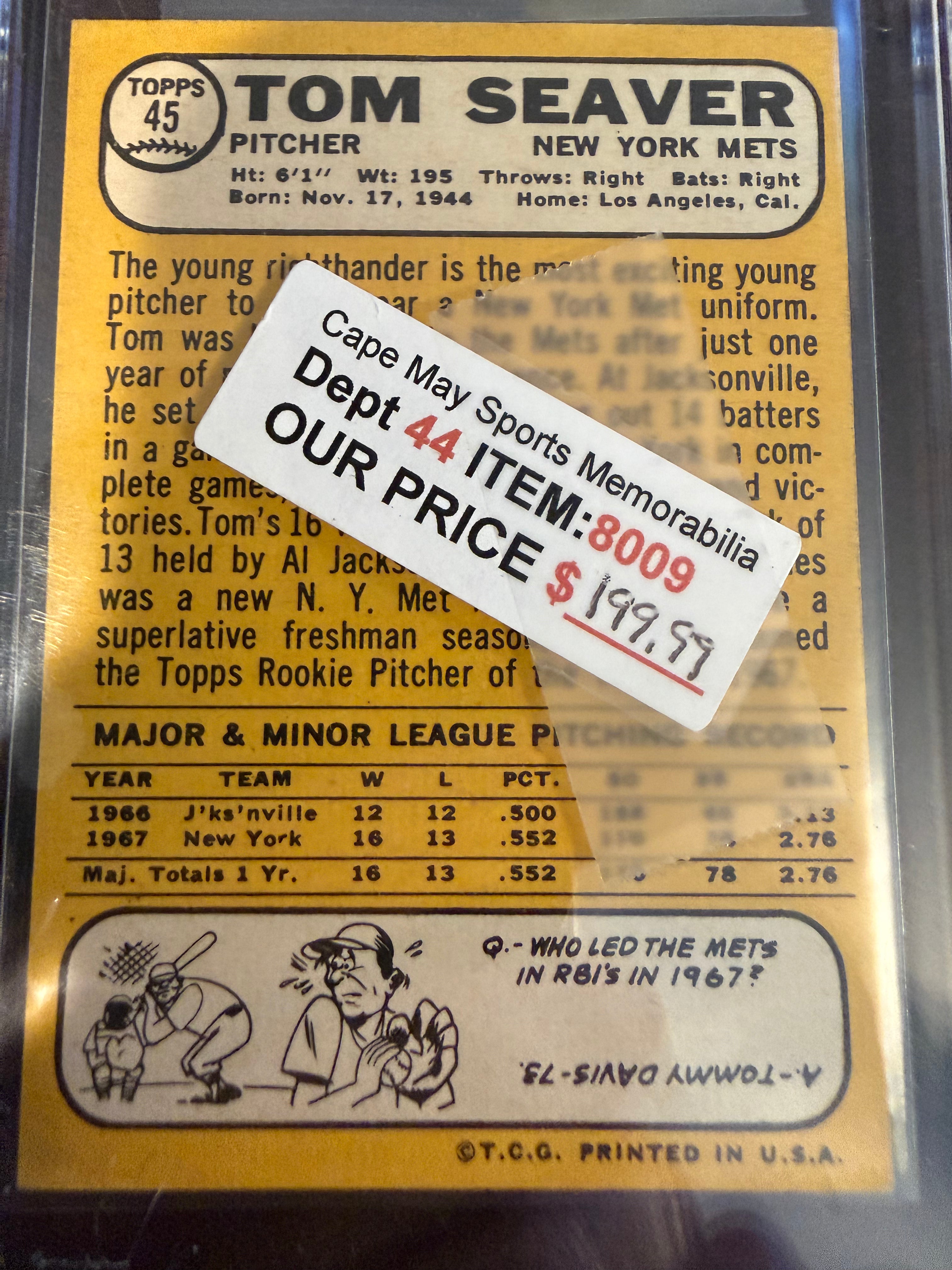 1968 Topps 45 Tom Seaver All Star Rookie (Sharp Card)