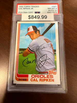 1982 Topps Traded Signed - Cal Ripken Rookie (PSA NM-MT 8 Auto 10)