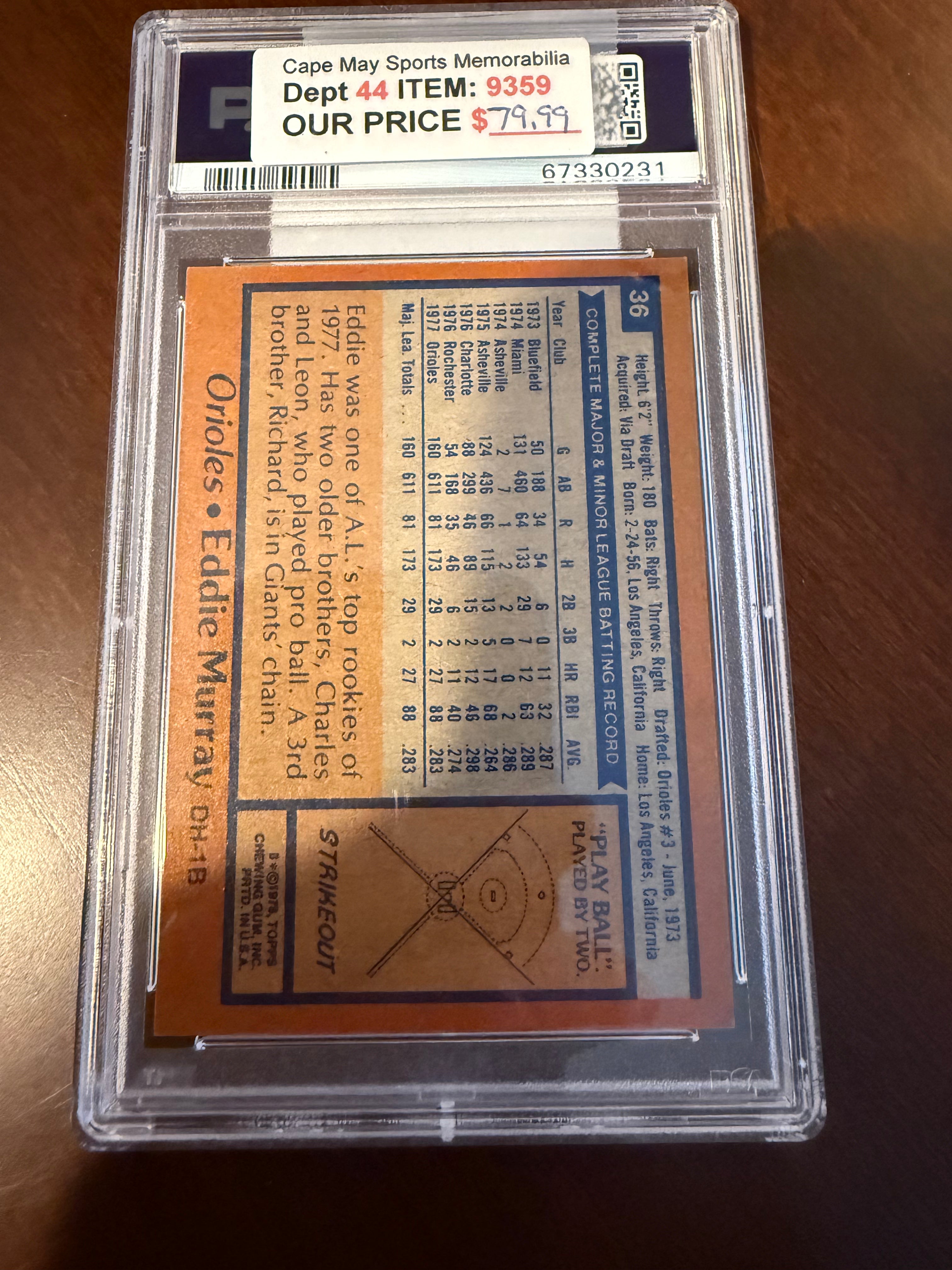 1978 Topps 36 - Eddie Murray Rookie (PSA 7 NM)