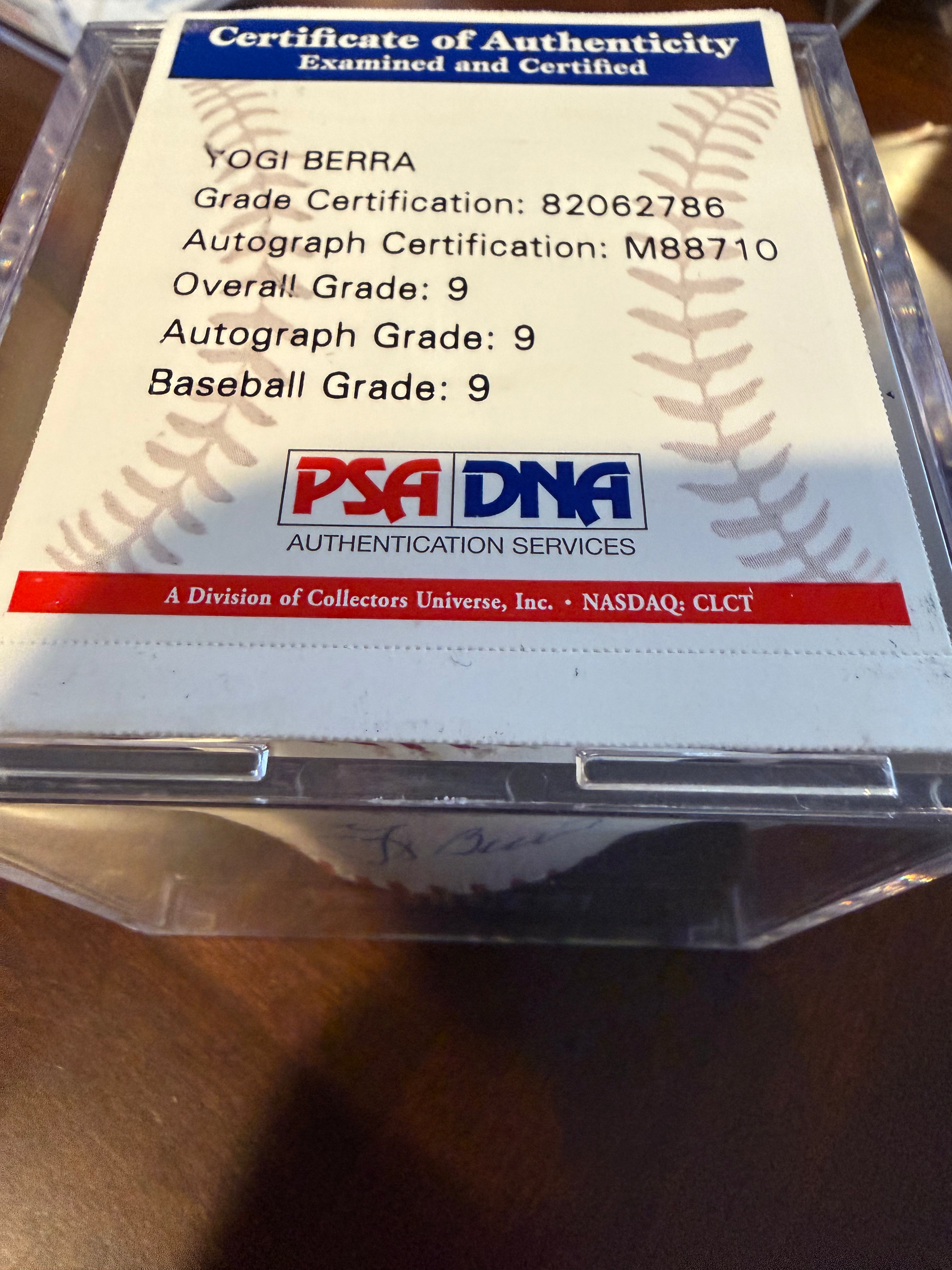 Yogi Berra signed Baseball PSA Authenticated (Graded Mint 9)
