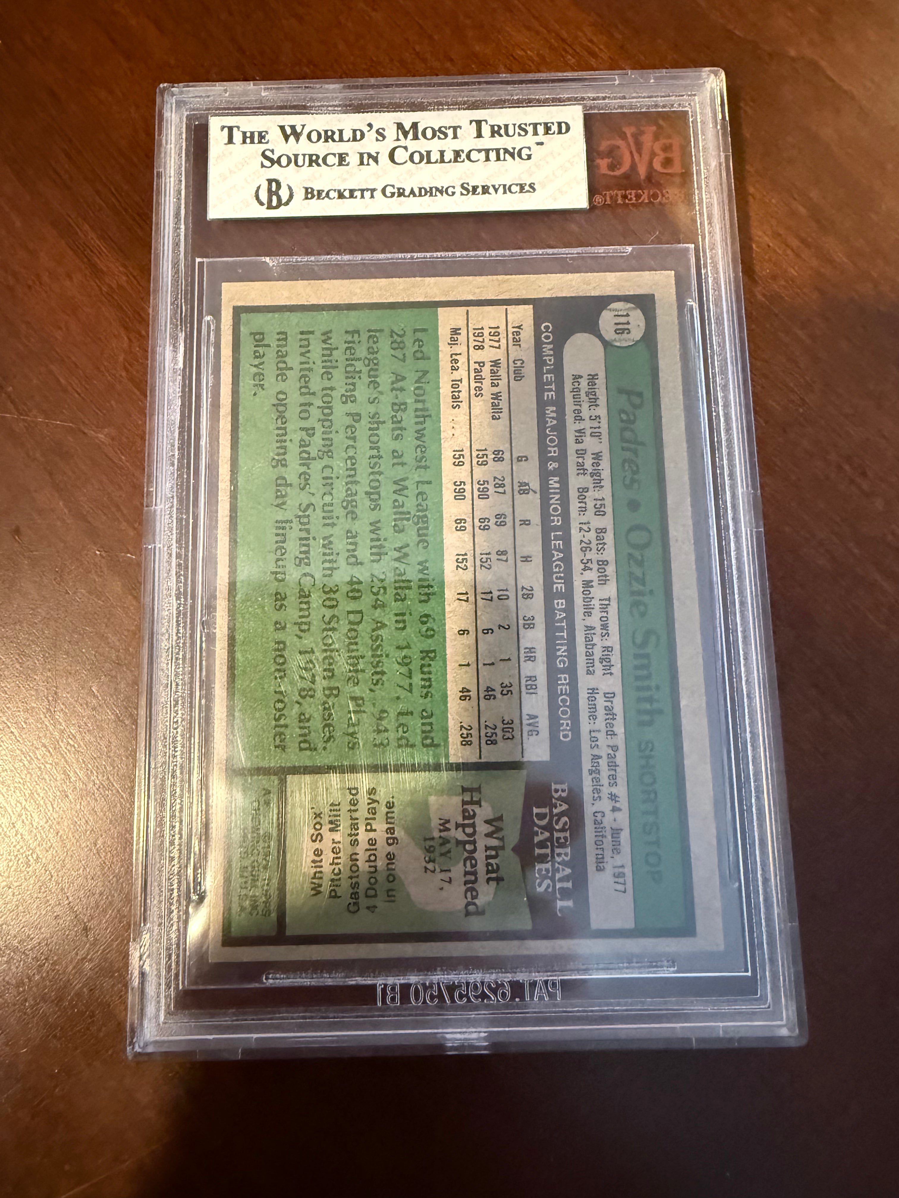 1979 Topps 116 - Ozzie Smith Rookie (Beckett Graded 5 Excellent)