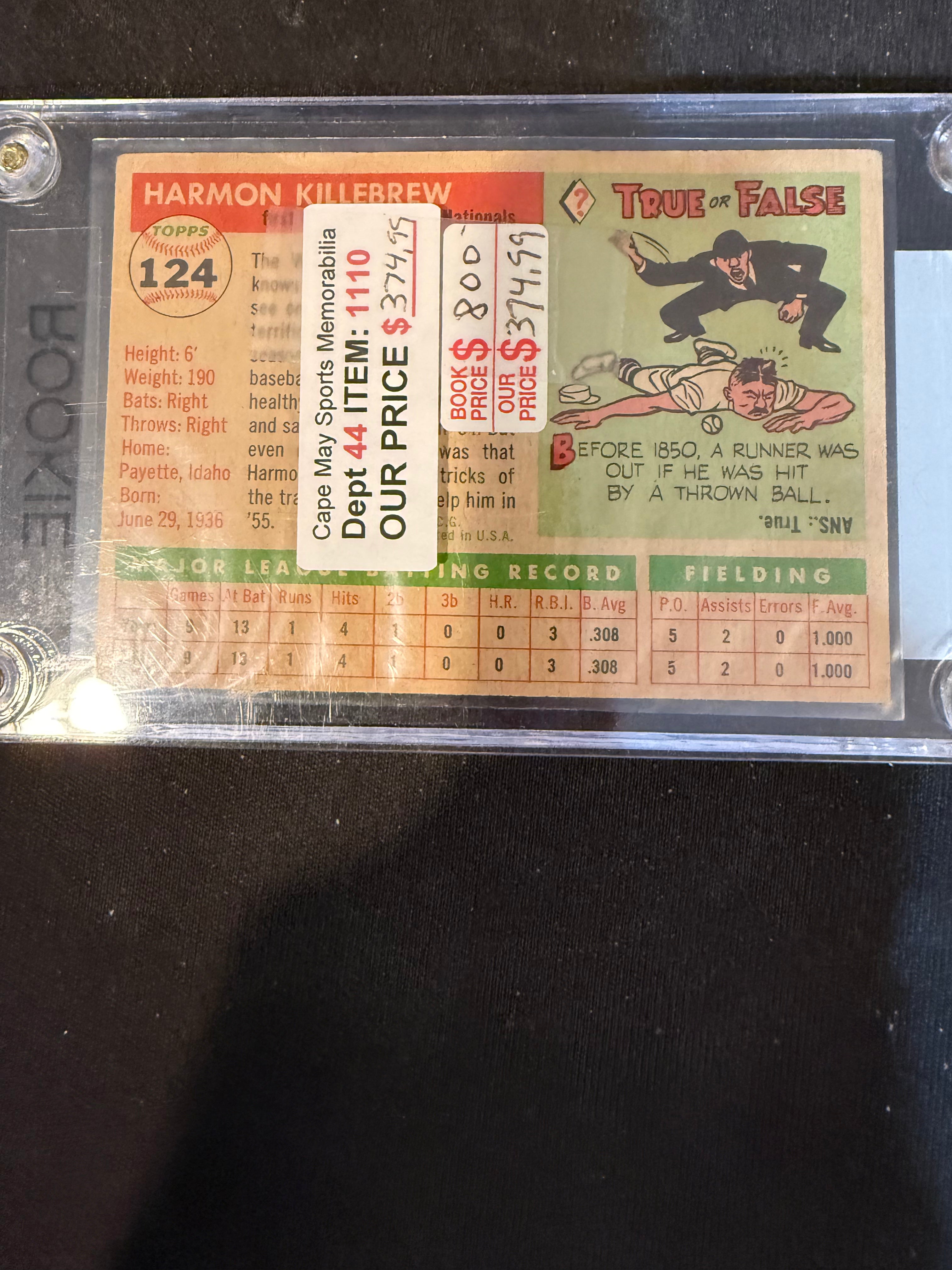 1955 Topps 124 Harmon Killebrew Rookie (Nice Card)