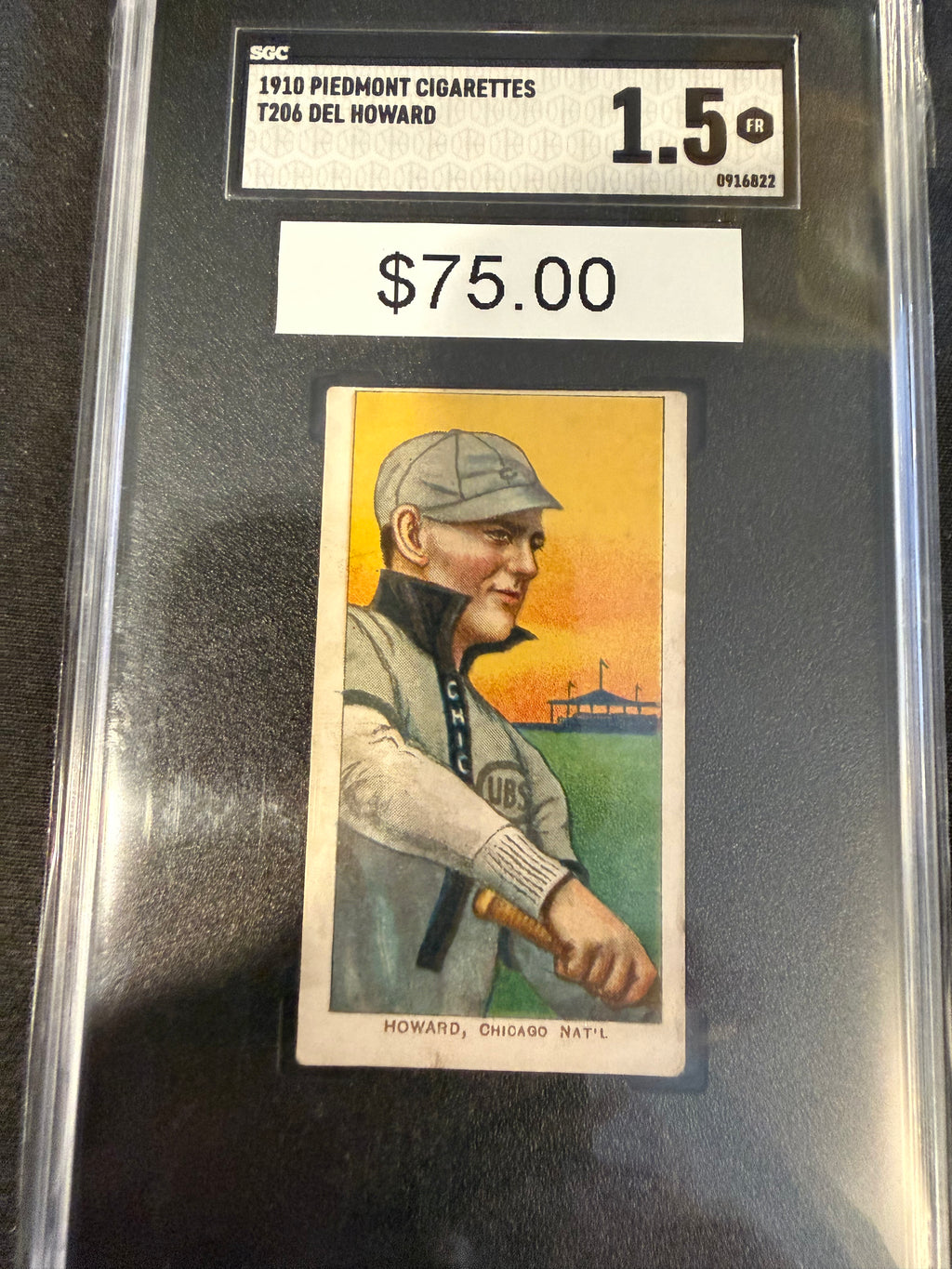 1910 Piedmont T206 Del Howard Chicago Nat'l SGC 1.5