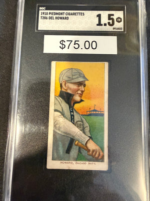 1910 Piedmont T206 Del Howard Chicago Nat'l SGC 1.5