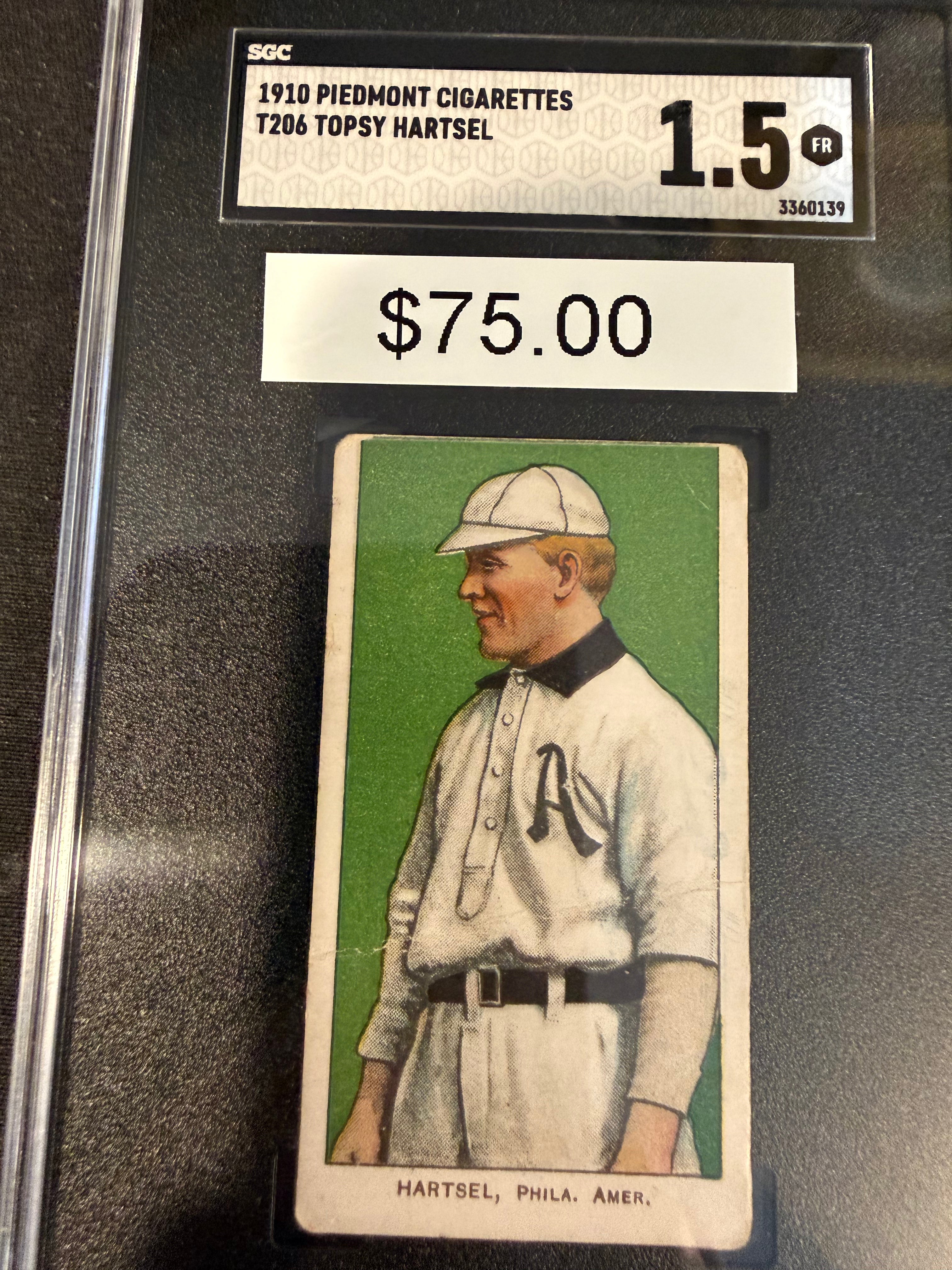 1910 Piedmont T206 Topsy Hartsel Philadelphia American SGC 1.5