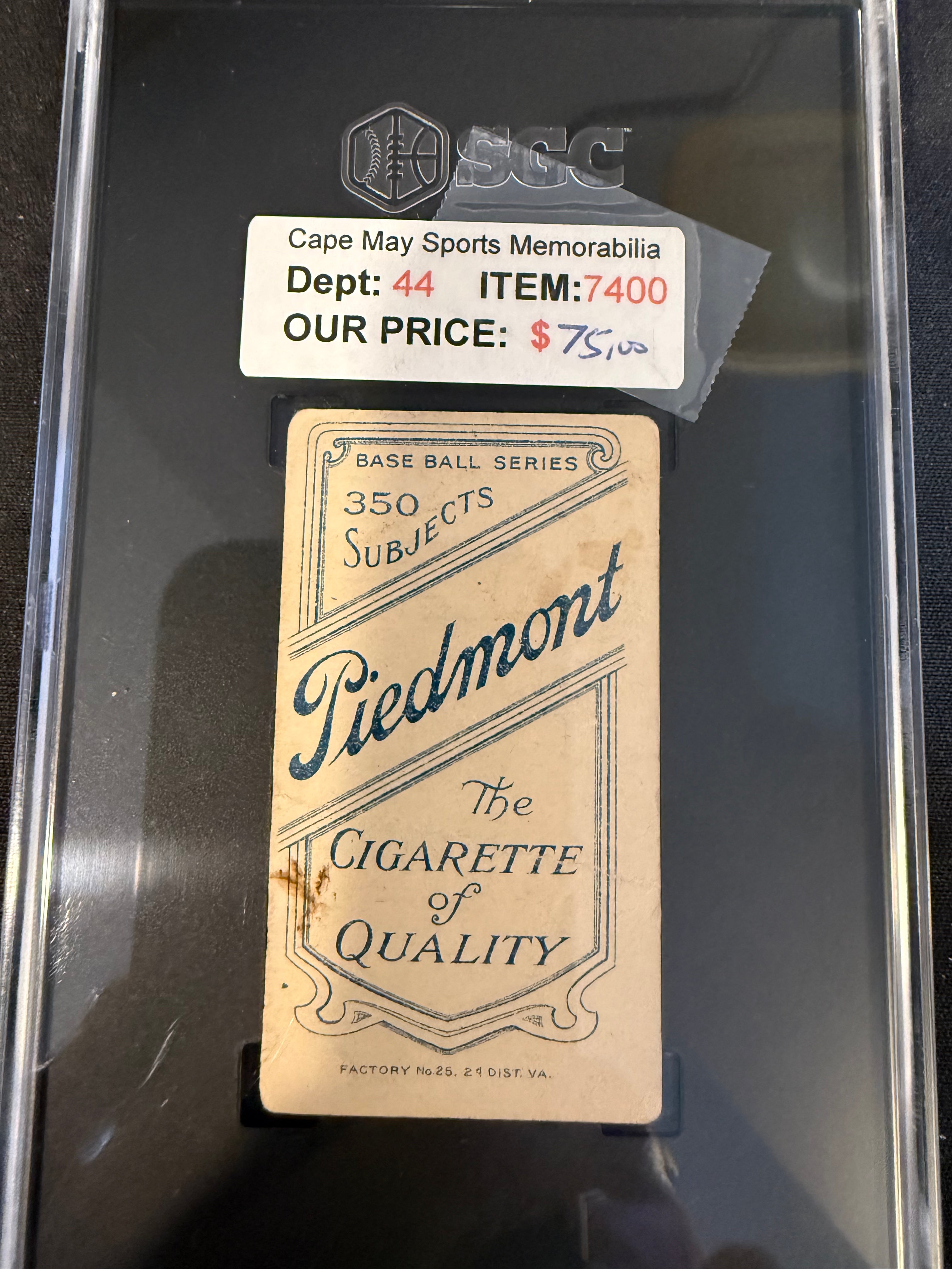 1910 Piedmont T206 Topsy Hartsel Philadelphia American SGC 1.5