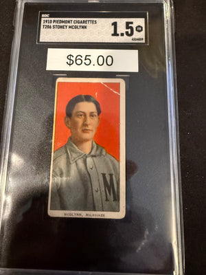 1910 Piedmont T206 Stoney McGlynn Milwaukee SGC 1.5