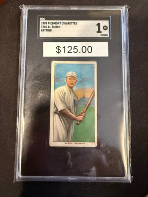 1909 Piedmont T206 Al Burch Batting Brooklyn SGC 1.0