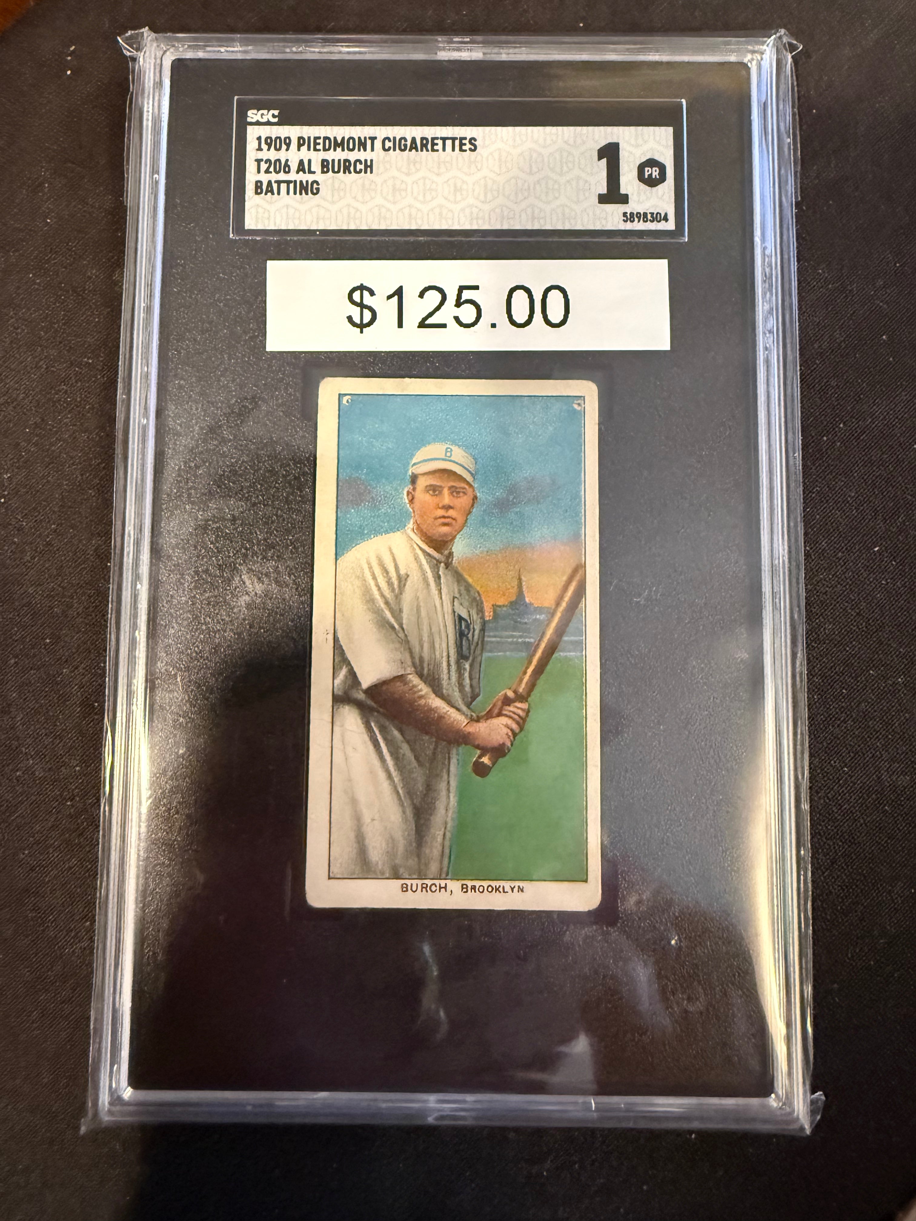1909 Piedmont T206 Al Burch Batting Brooklyn SGC 1.0
