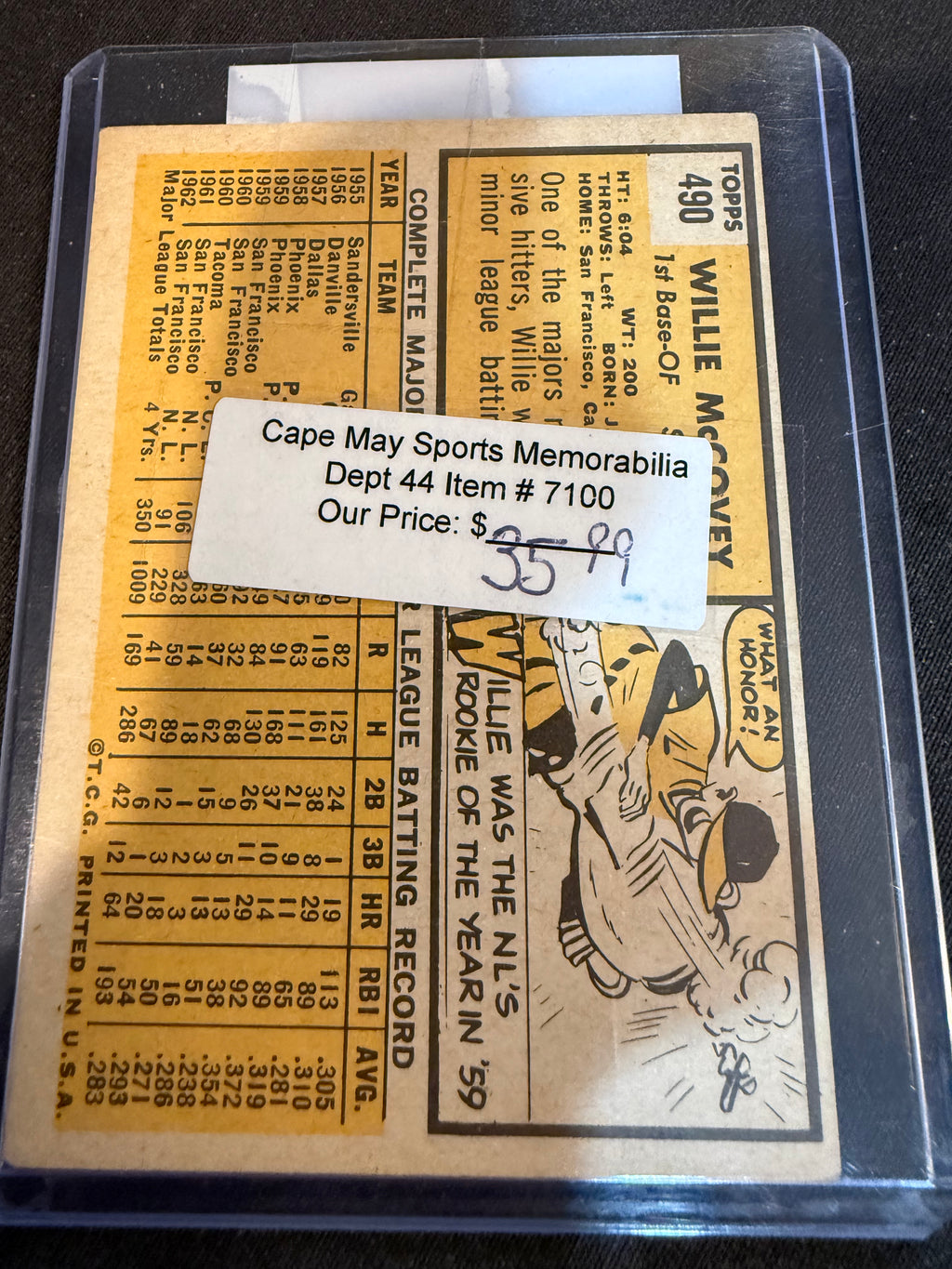 1963 Topps 490 Willie McCovey (Nice Card)