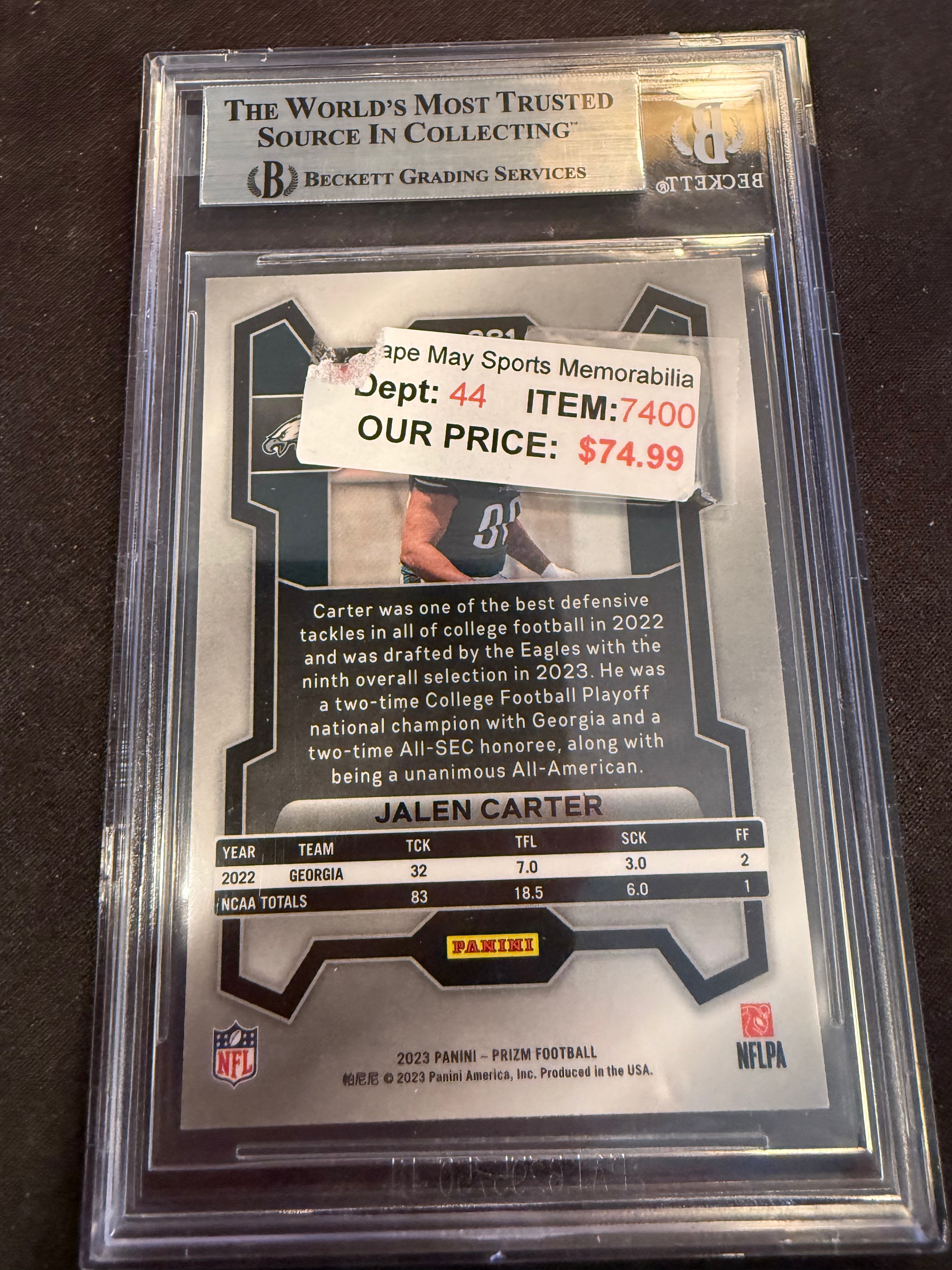2023 Panini Prizm  Jalen Carter - Signed Rookie (Beckett Auto)