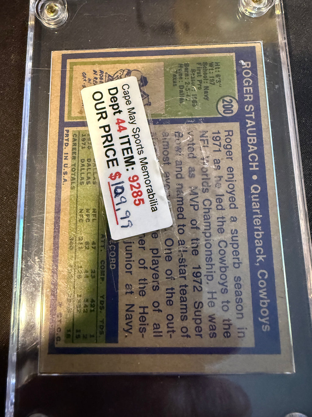 1972 Topps 200 Roger Staubach Rookie (Nice Card)
