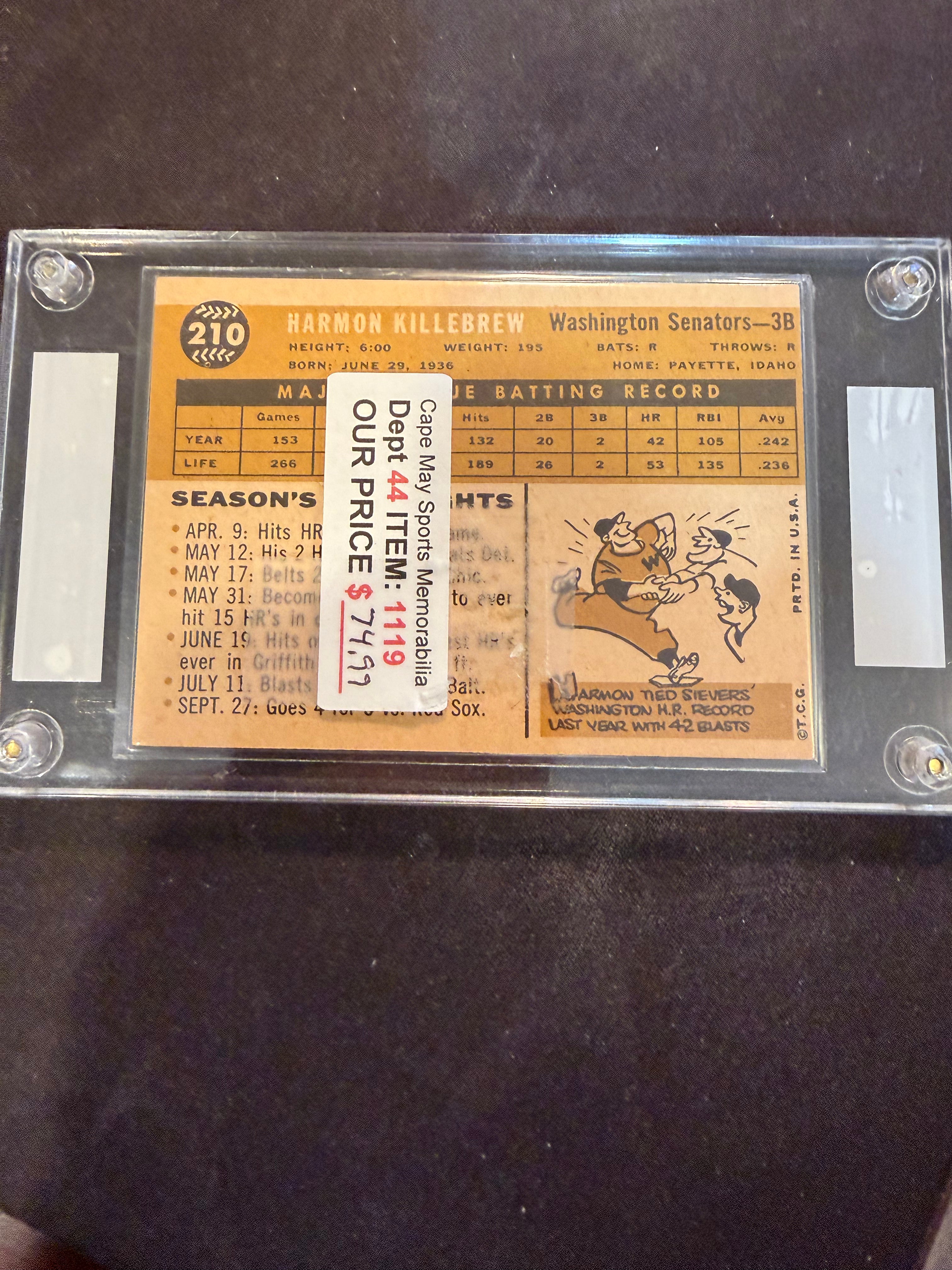 1960 Topps 210 Harmon Killebrew (Sharp Card)