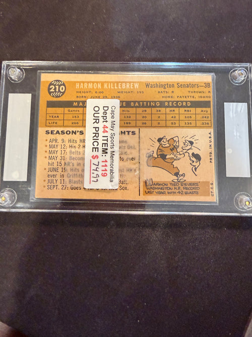 1960 Topps 210 Harmon Killebrew (Sharp Card)