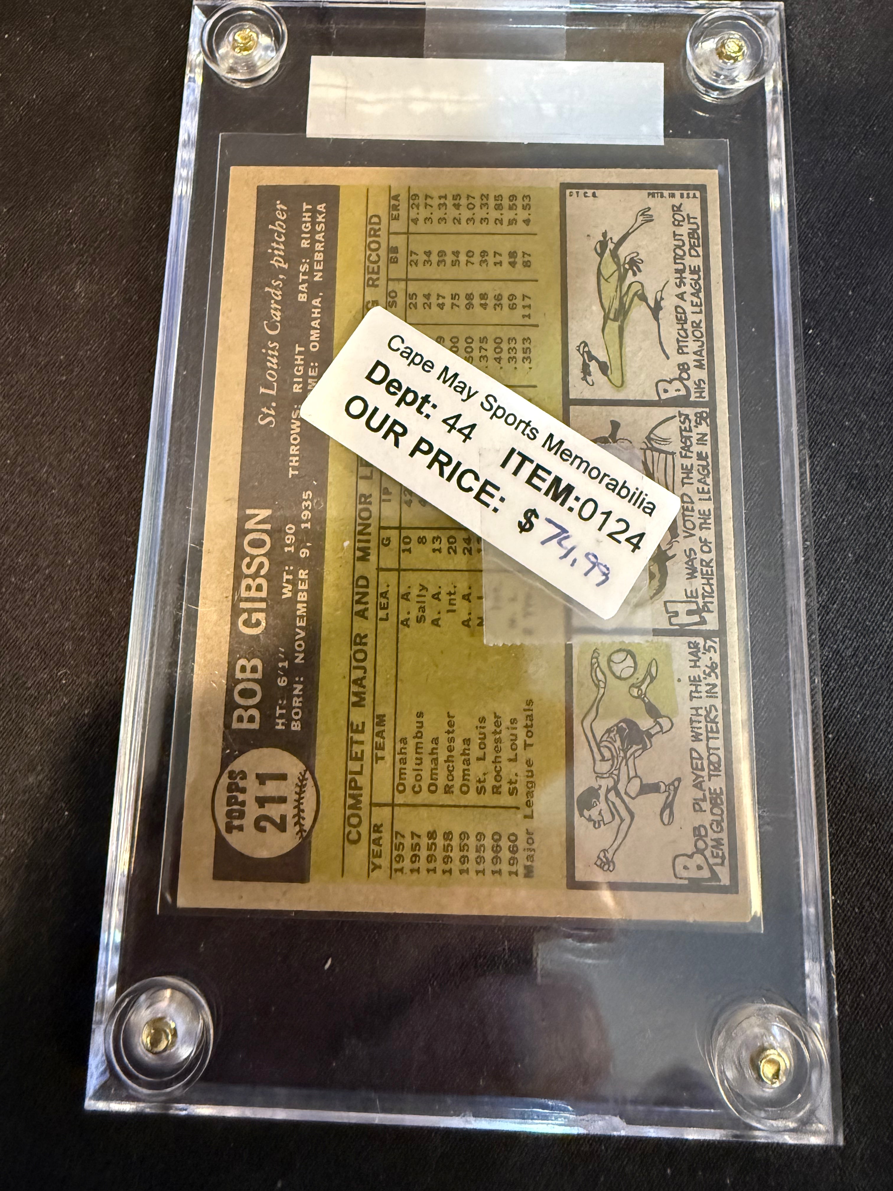 1961 Topps 211 Bob Gibson (Sharp Card)