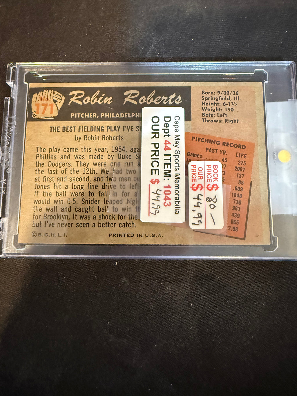 1955 Bowman 171 Robin Roberts (Nice Card)
