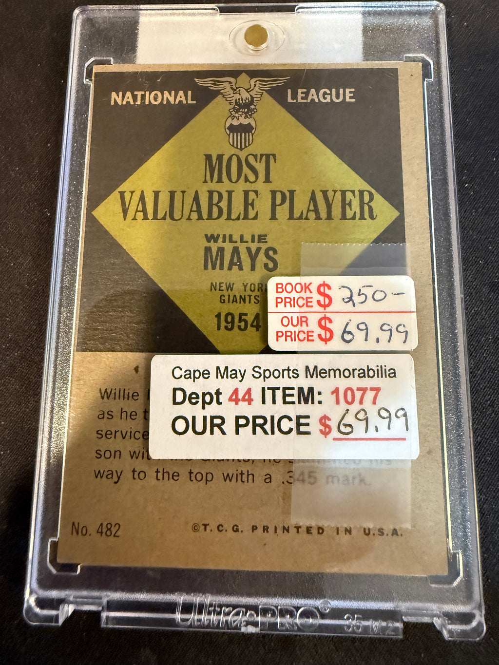 1961 Topps 482 Willie Mays MVP (Nice Card)