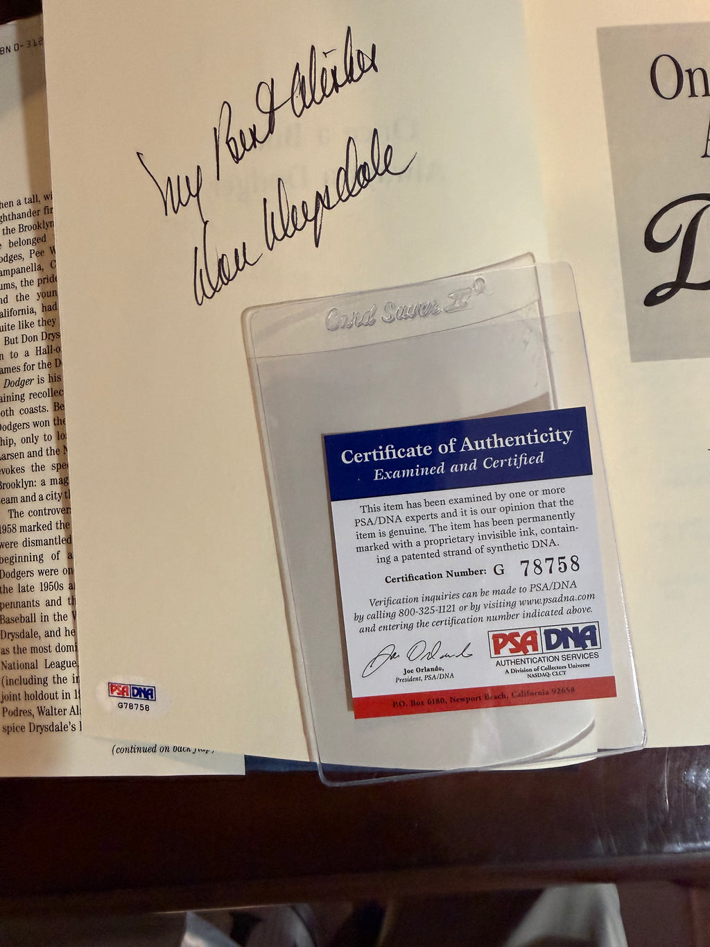 Don Drysdale "Once a Bum Always a Dodger" Signed Book - PSA Authenticated