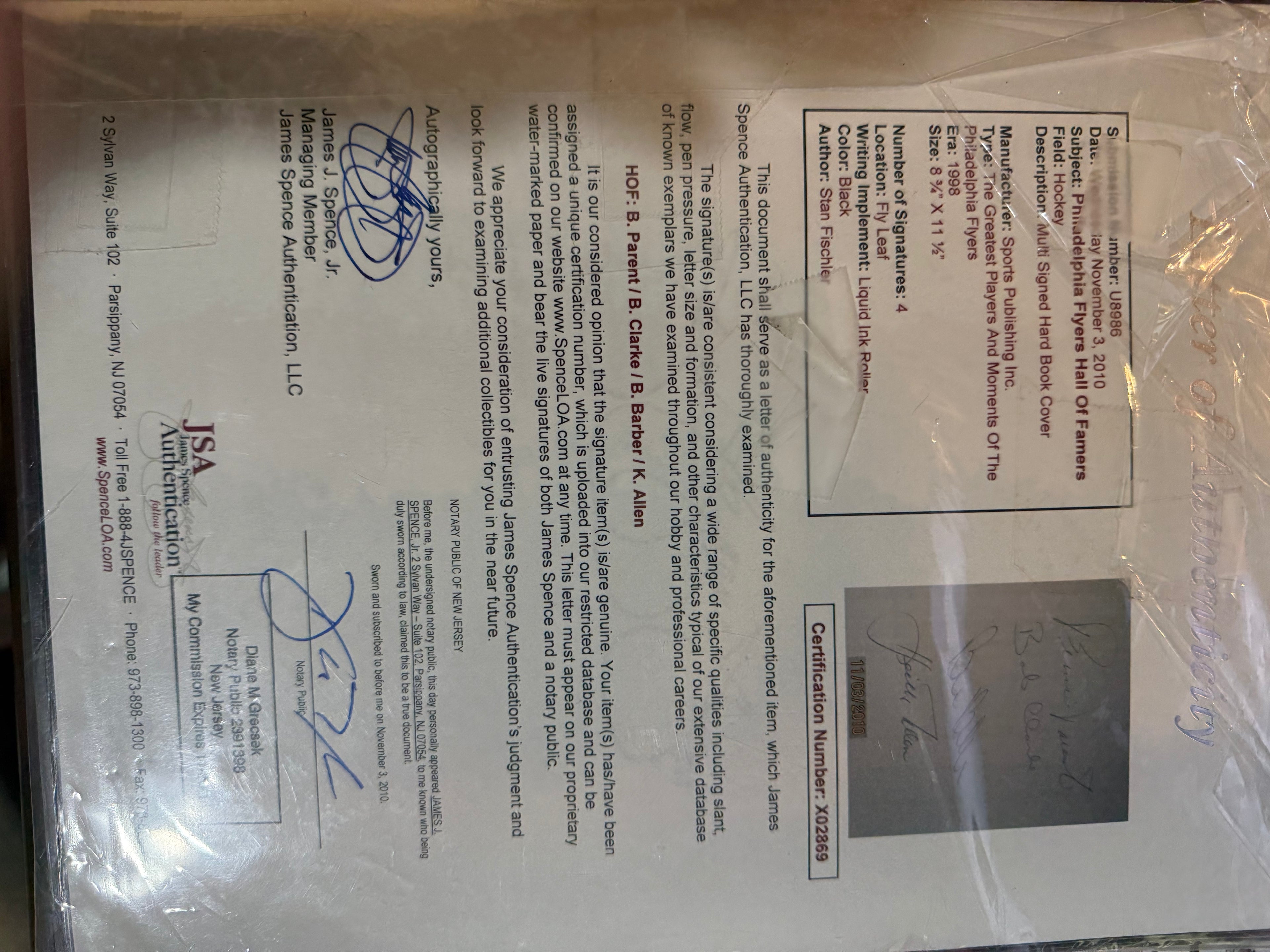 Philadelphia Flyers Greatest Players & Moments Signed Book - JSA Authenticated