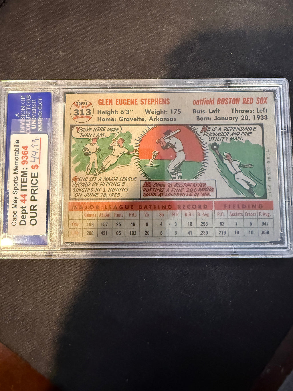 1956 Topps 313 Gene Stephens  (PSA 6 Ex-Mt)