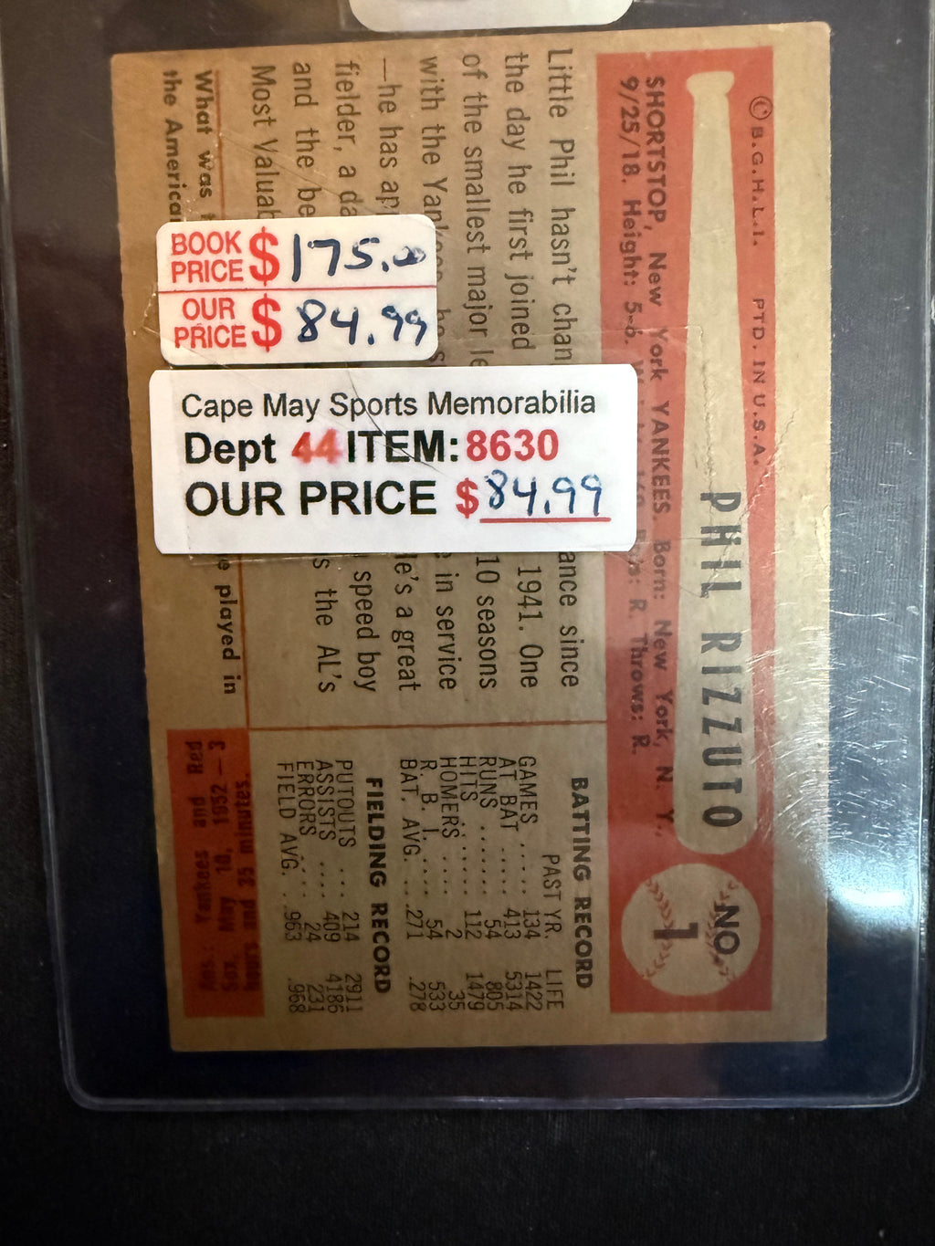 1954 Bowman 1 Phil Rizzuto (Nice Card)
