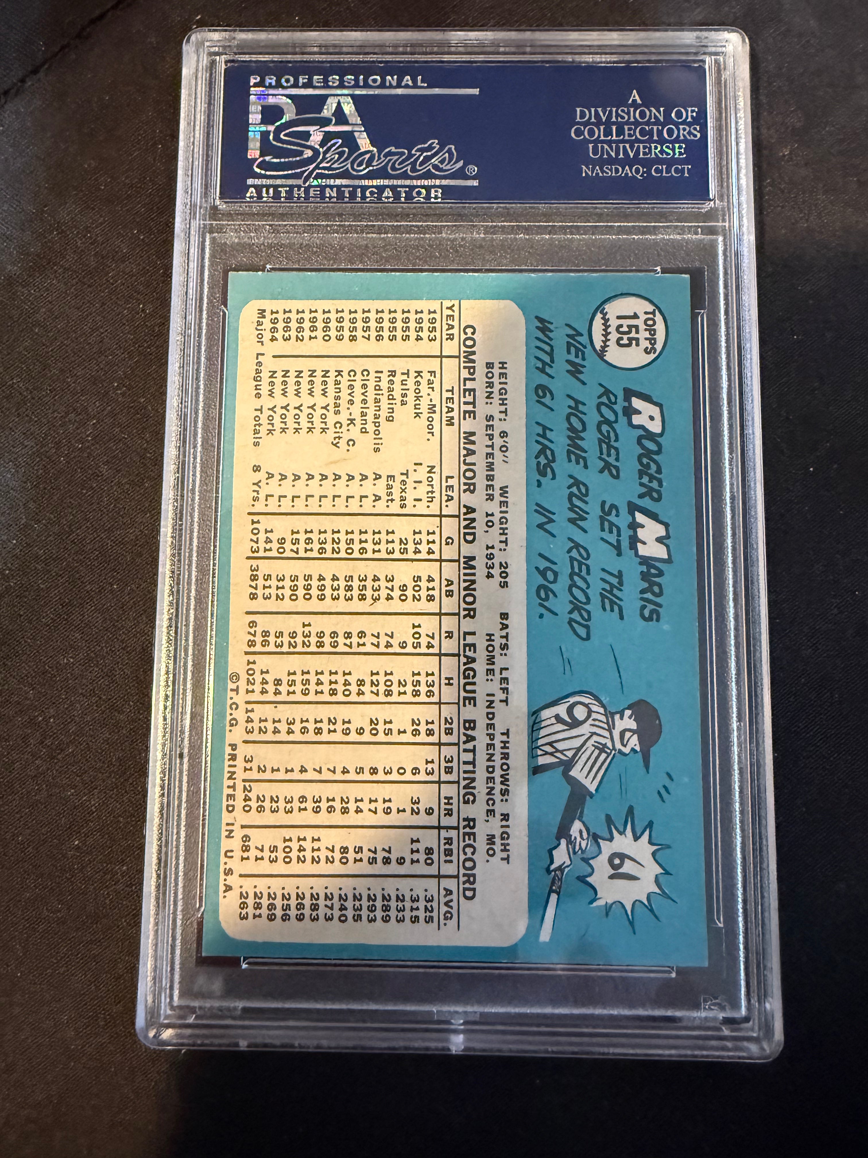 1965 Topps 155 Roger Maris PSA 7 NM