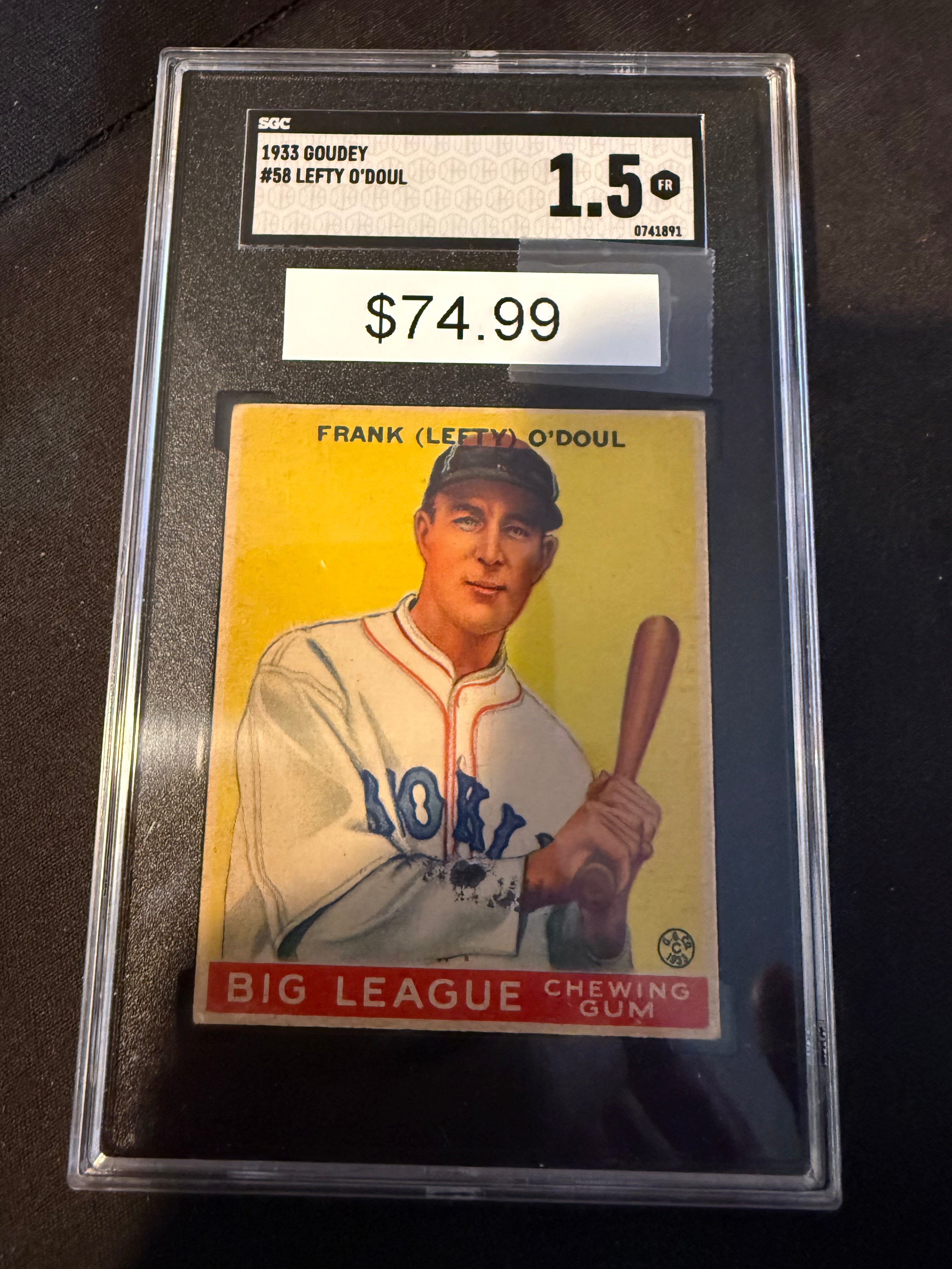 1933 Goudey 58 Lefty O'Doul (SGC 1.5)