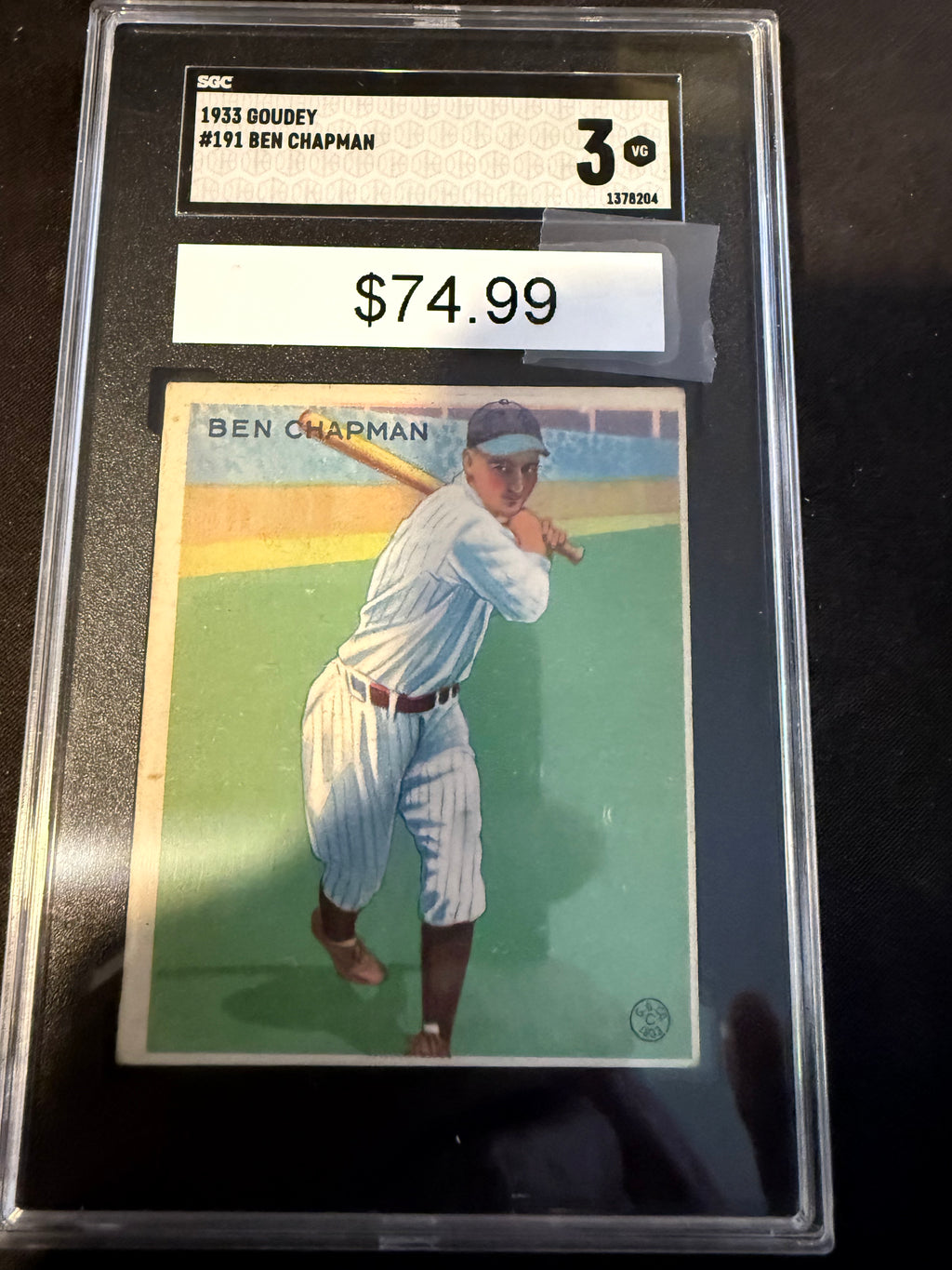 1933 Goudey 191 Ben Chapman (SGC 3.0) VG