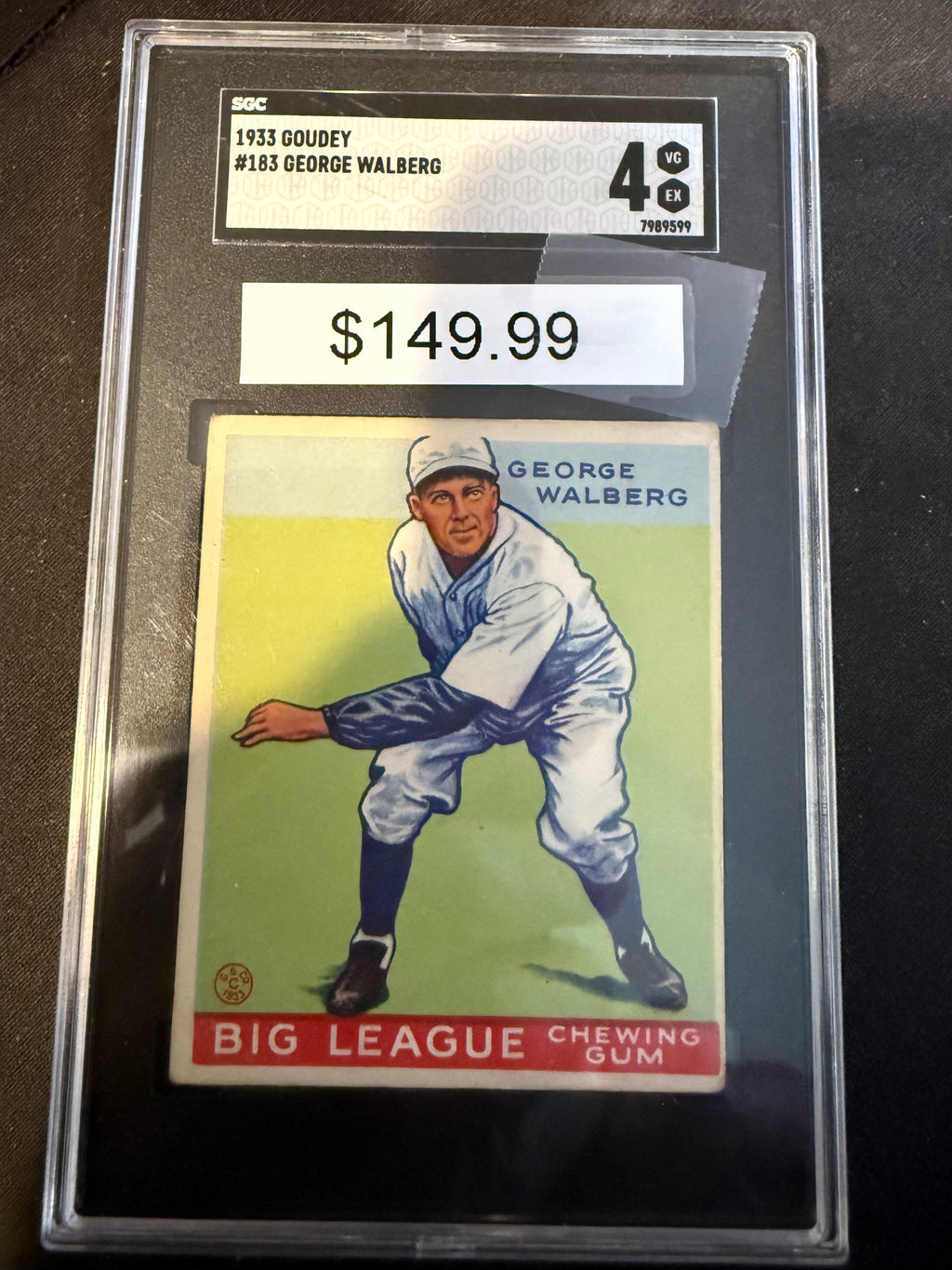 1933 Goudey 183 George Walberg (SGC 4.0) VG-EX