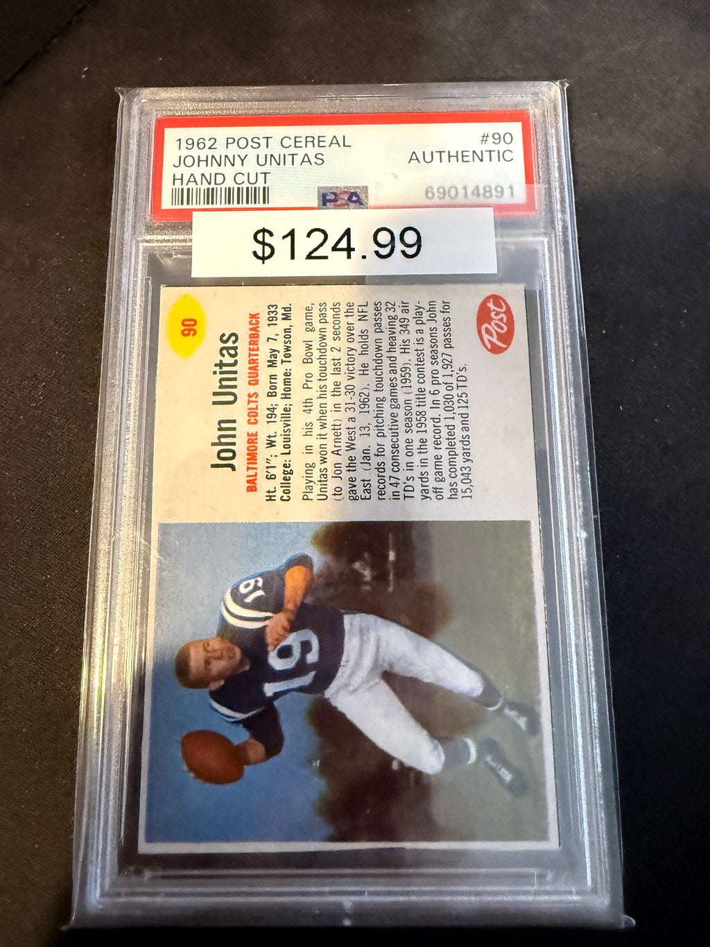1962 Post Cereal Hand Cut 90 Johnny Unitas (PSA Auth)