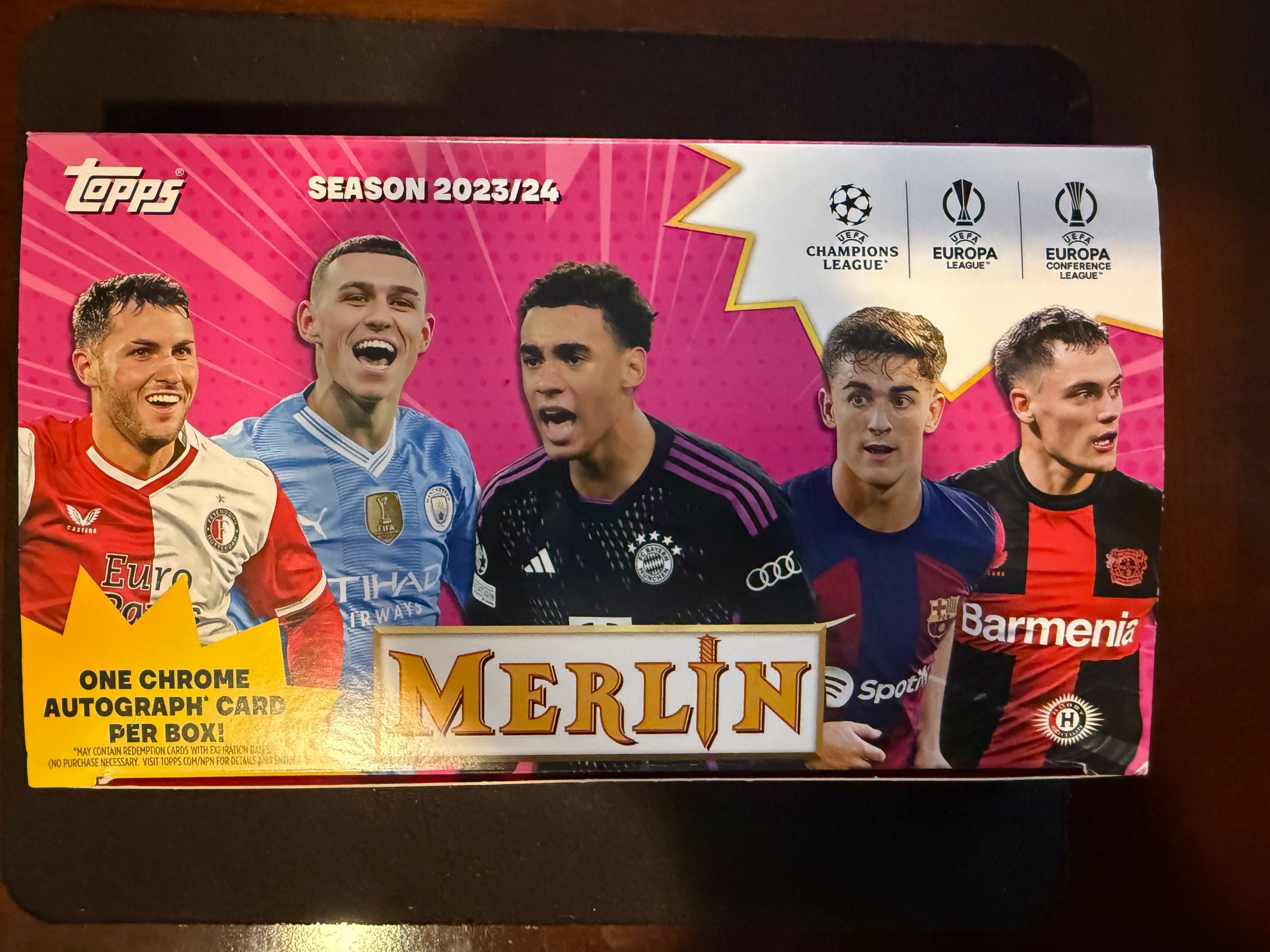 2023-24 Topps Merlin Hobby Box UEFA Club Competitions Soccer Brand ( 18 unopened  packs)