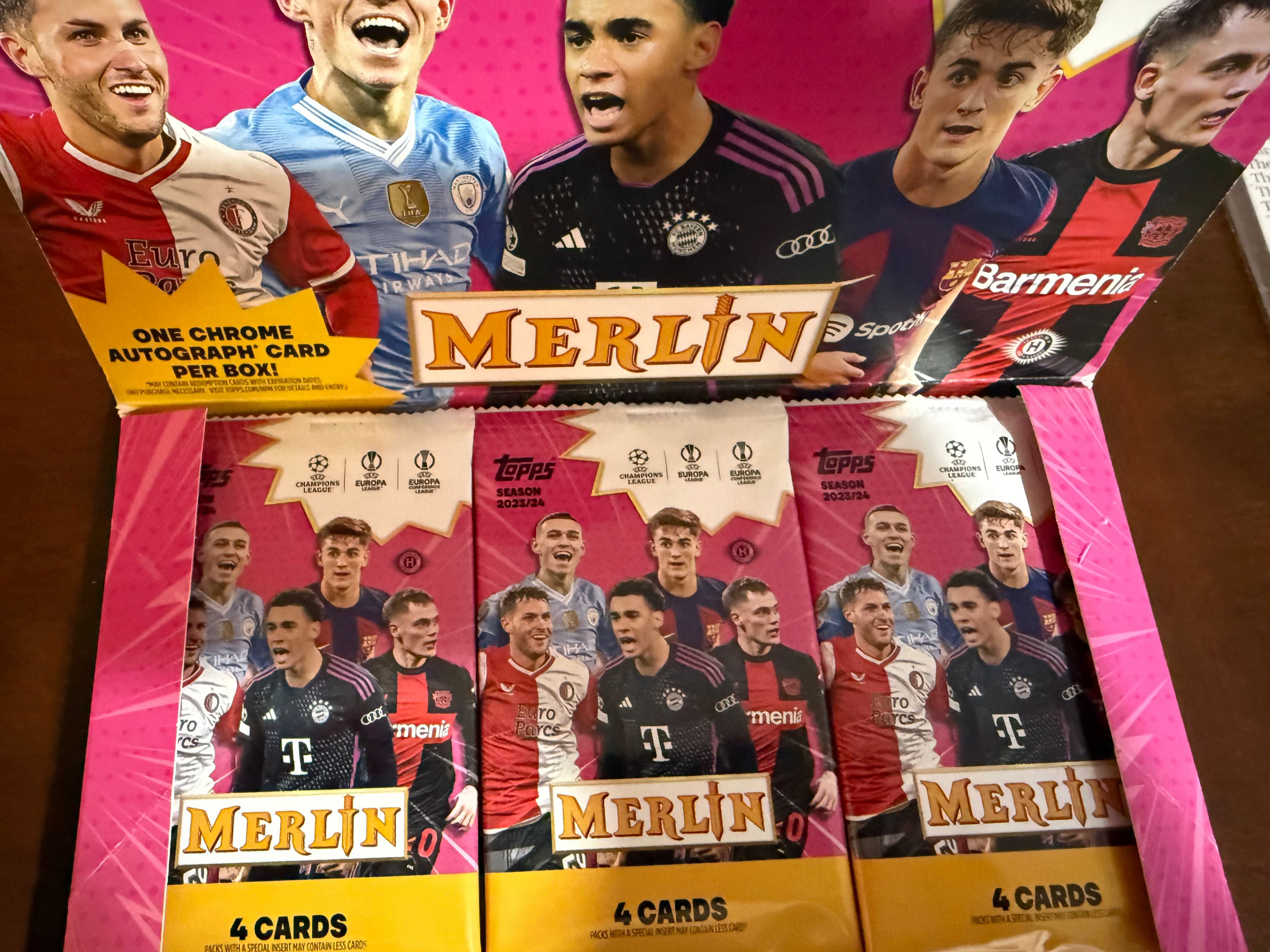 2023-24 Topps Merlin Hobby Box UEFA Club Competitions Soccer Brand ( 18 unopened  packs)