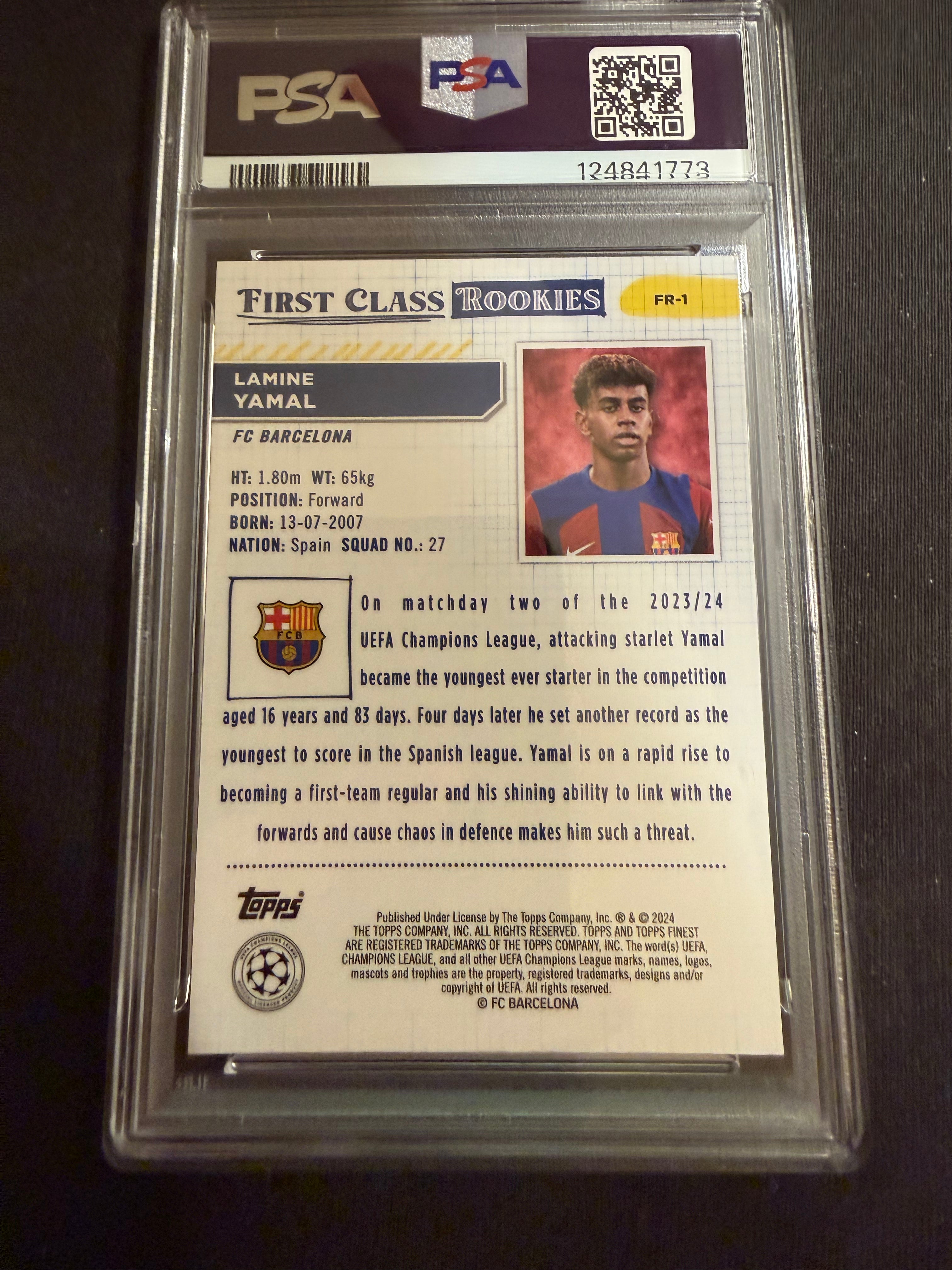 2023-24 Finest First Class Rookies Lamine Yamal PSA 5 EX