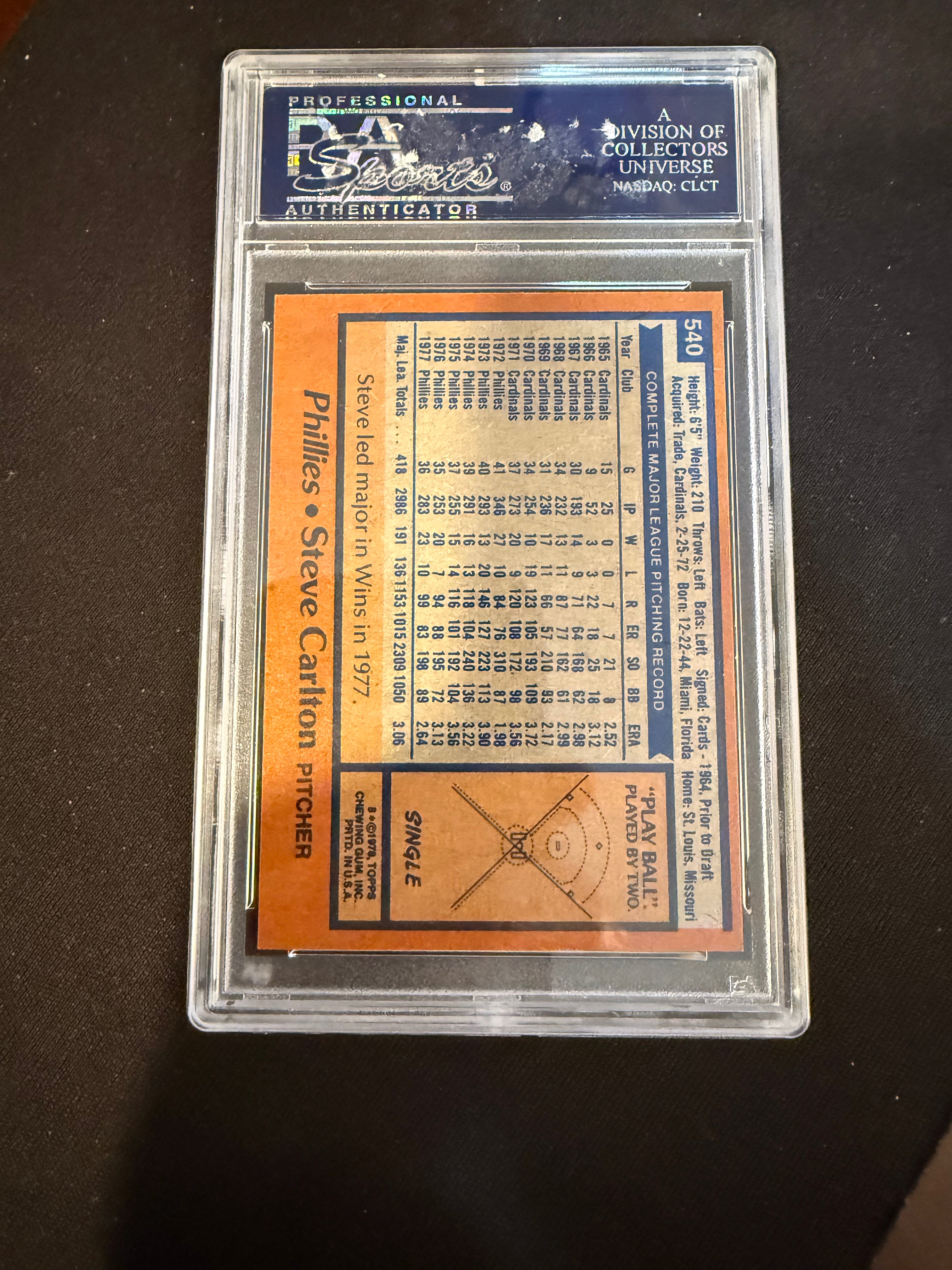 1978 Topps 540 - Steve Carlton (PSA 8 NM-MT) (Phillies)