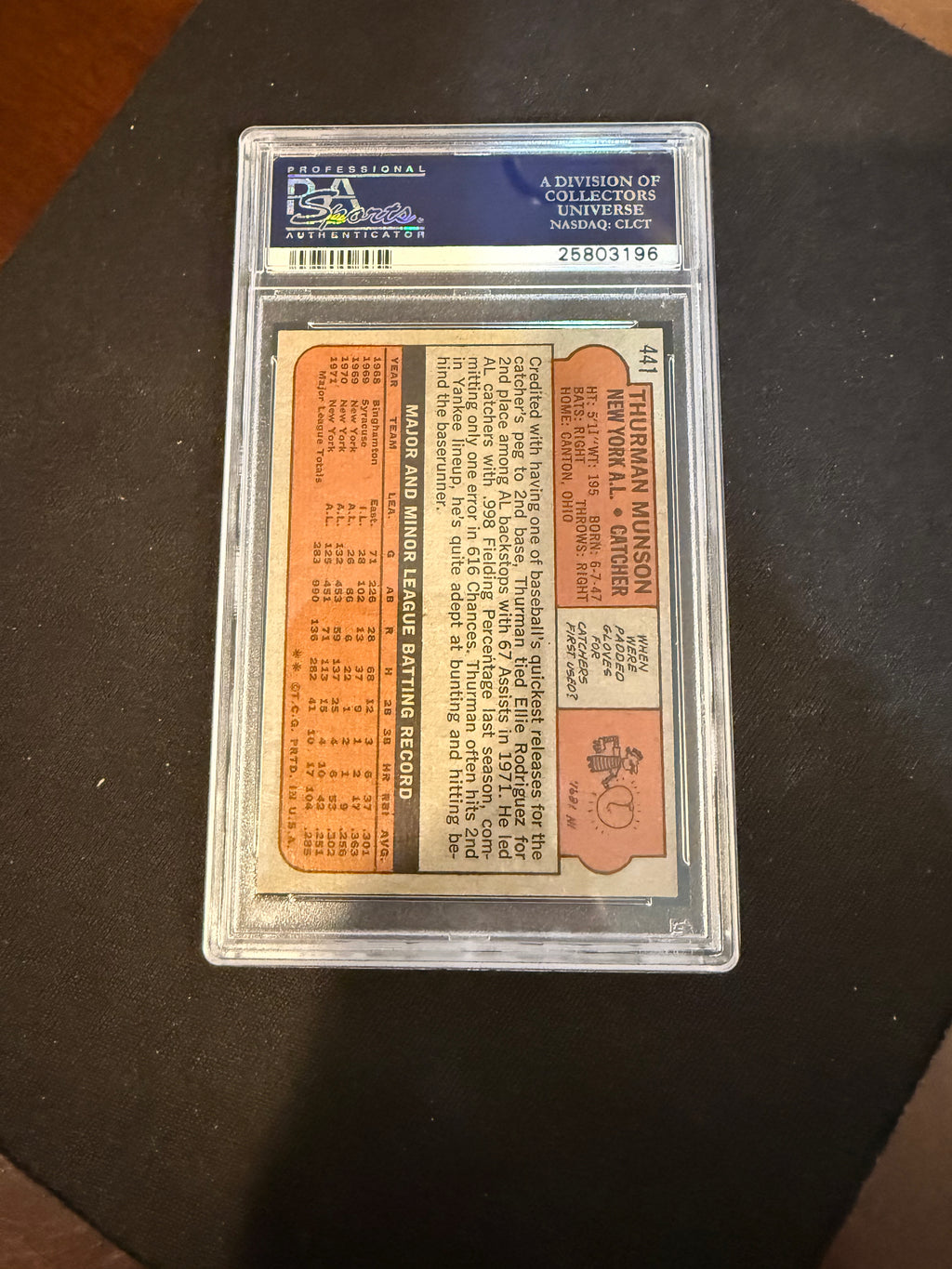 1972 Topps 441 - Thurman Munson (PSA 8 NM-MT Centured Beauty) (Yankees)
