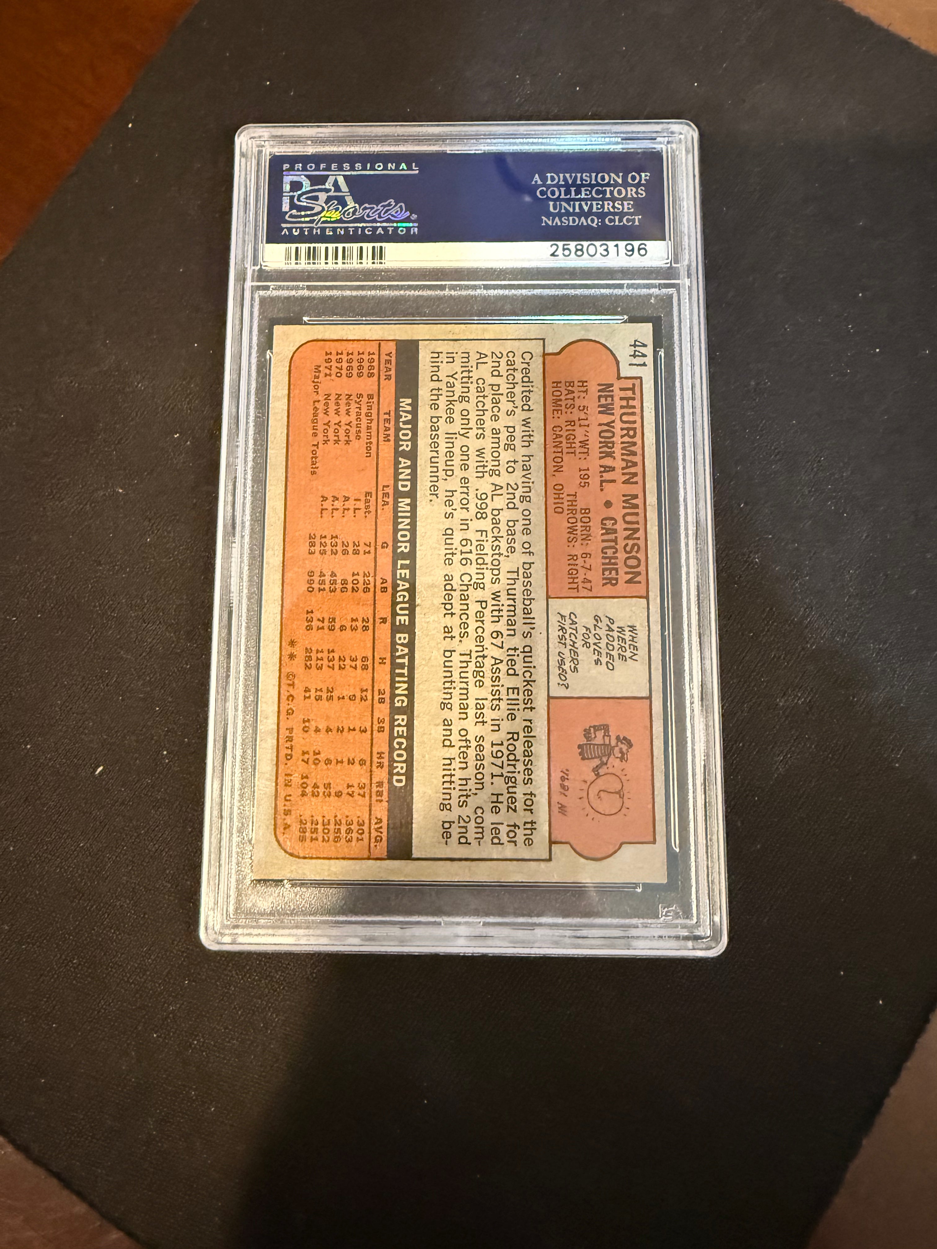 1972 Topps 441 - Thurman Munson (PSA 8 NM-MT Centured Beauty) (Yankees)